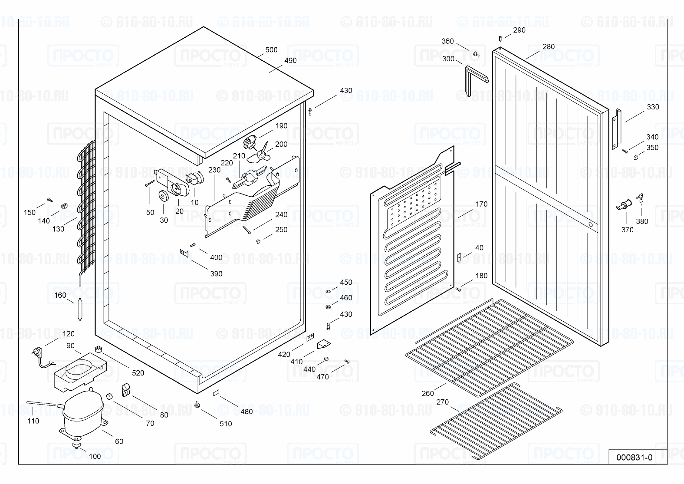 Взрыв-схема запчастей холодильника Liebherr UKS 5000-10