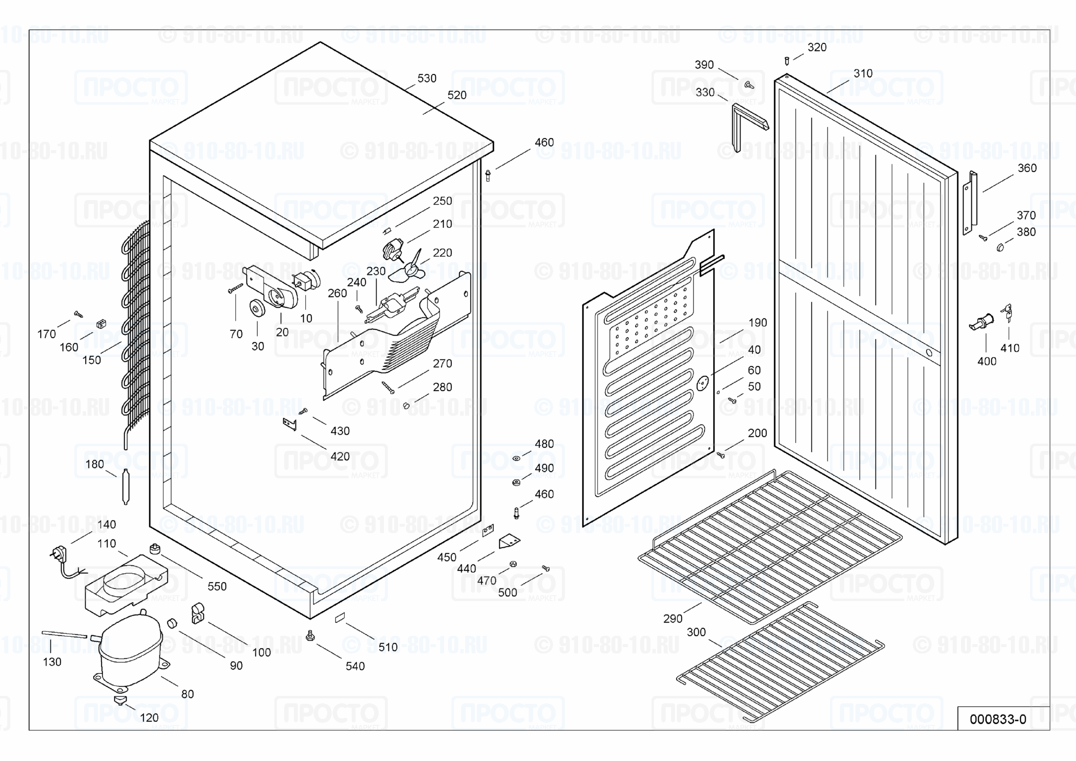 Взрыв-схема запчастей холодильника Liebherr UKS 5000-10A