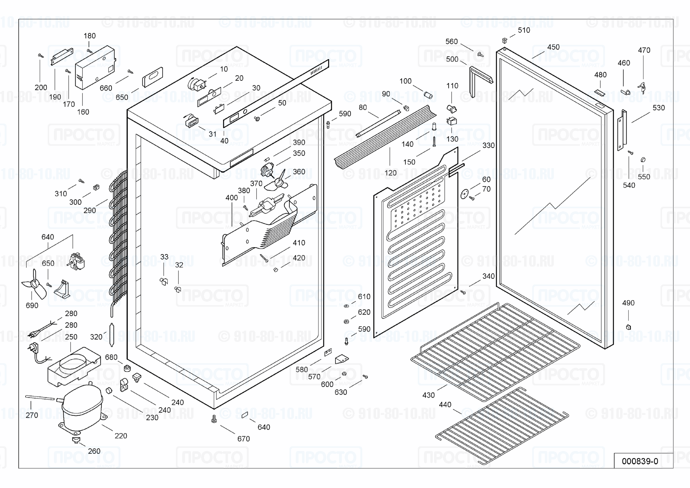 Взрыв-схема запчастей холодильника Liebherr UKS 5002-10B
