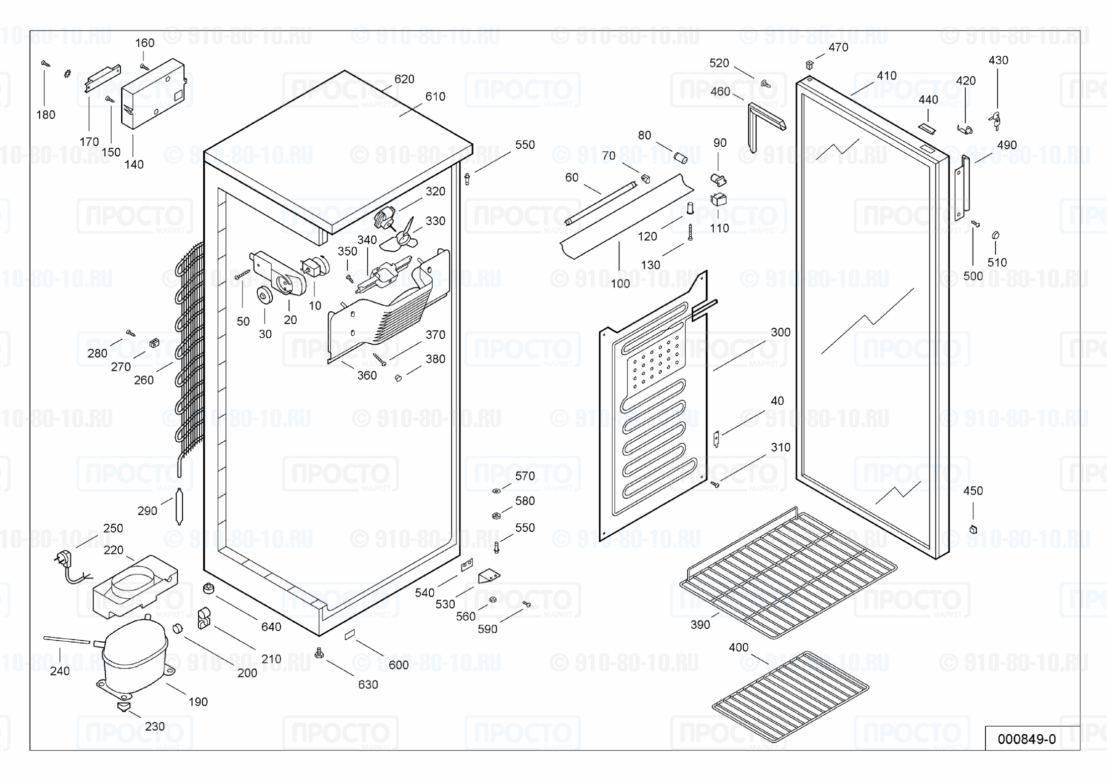 Взрыв-схема запчастей холодильника Liebherr UKS 3602-2 D