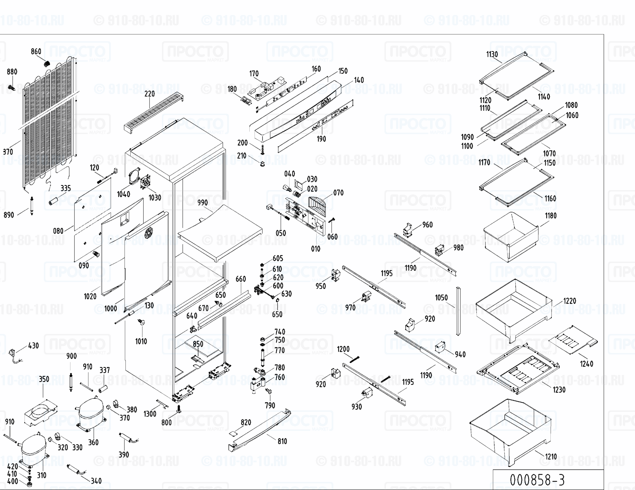 Взрыв-схема запчастей холодильника Liebherr KGB 4046-24C