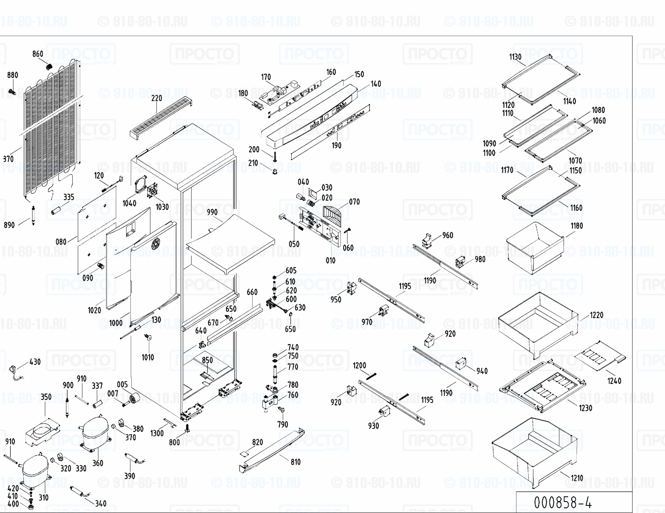 Взрыв-схема запчастей холодильника Liebherr KGB 4046-25B