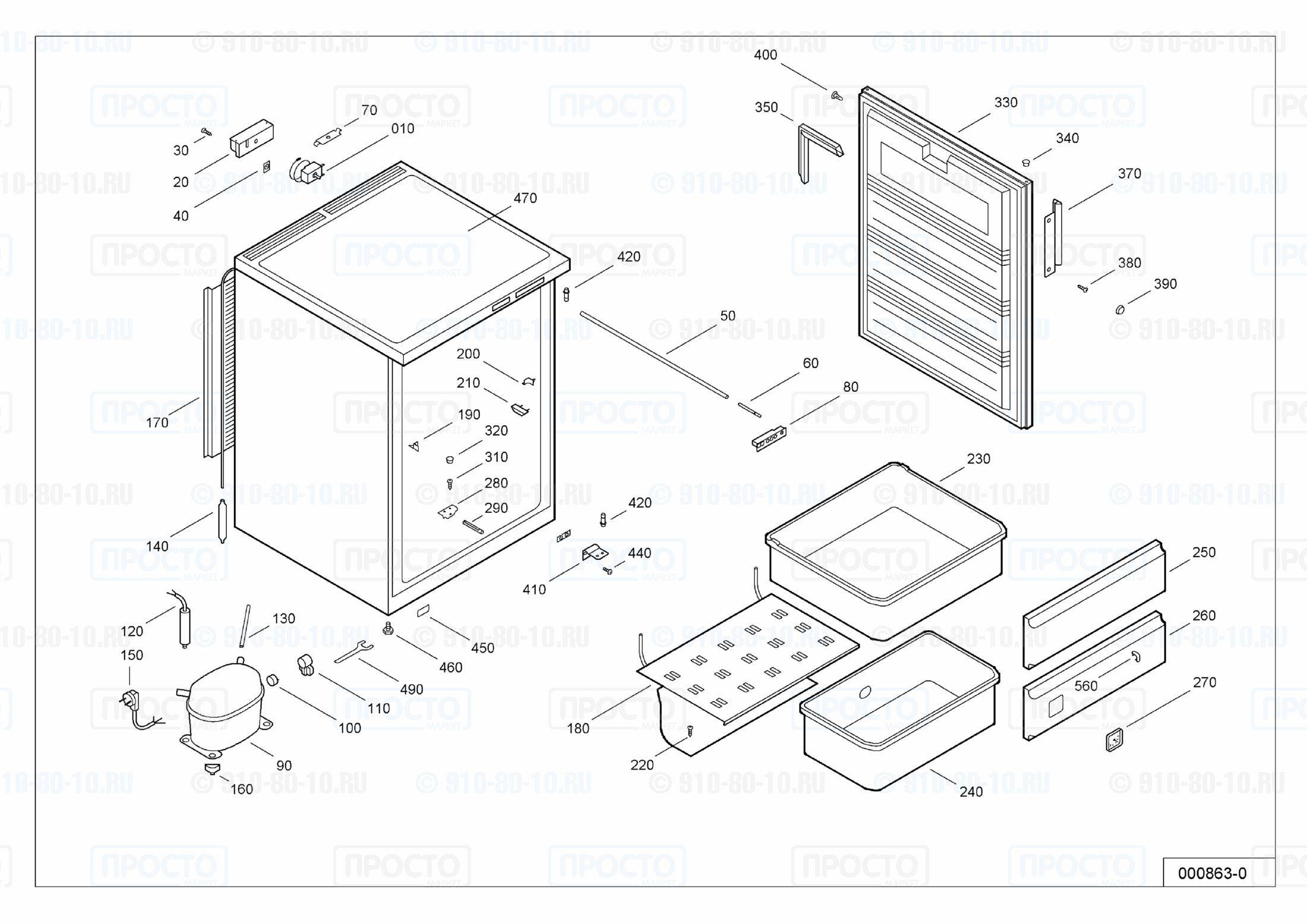 Взрыв-схема запчастей холодильника Liebherr BBss 3565-20A