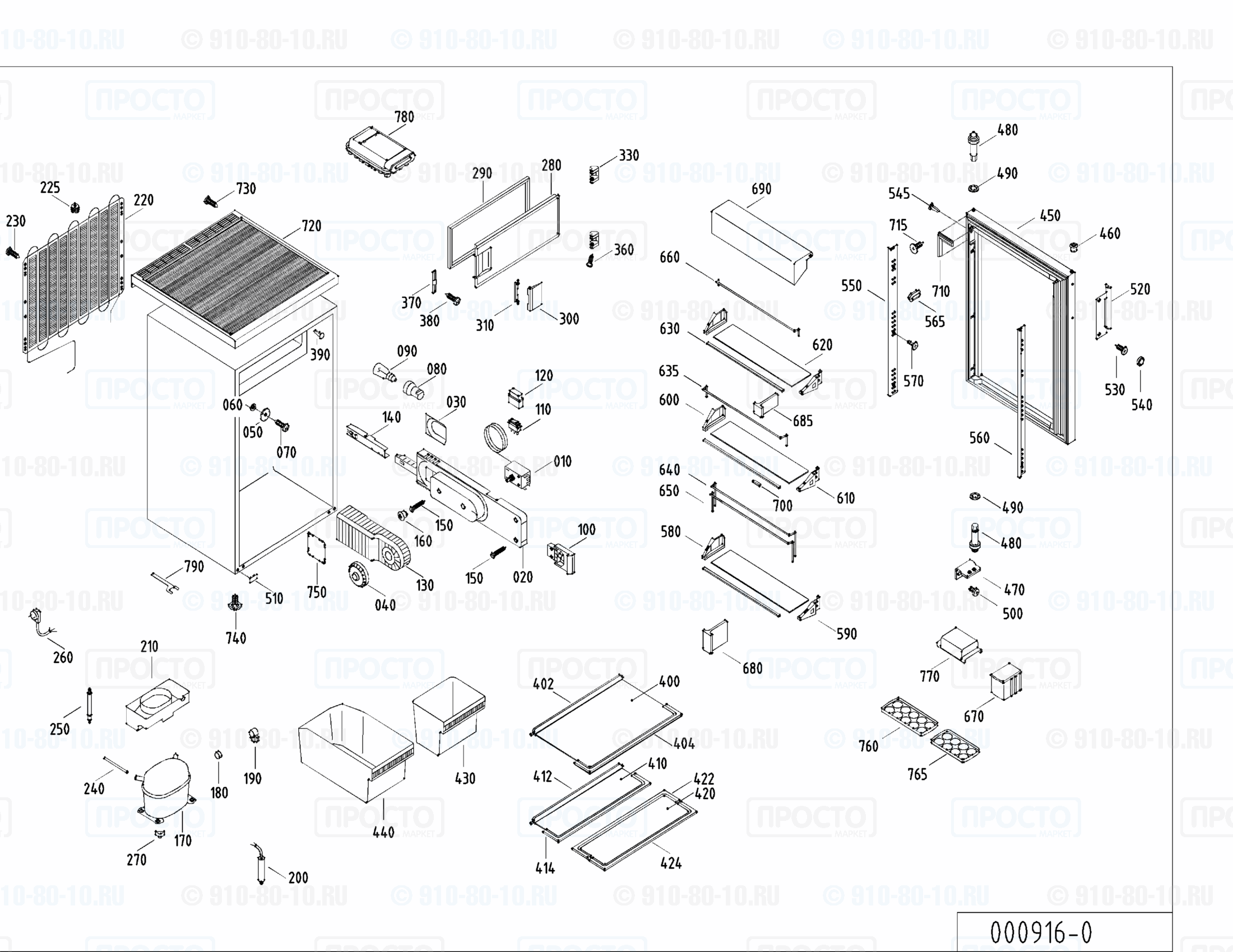 Взрыв-схема запчастей холодильника Liebherr KT 1764-22