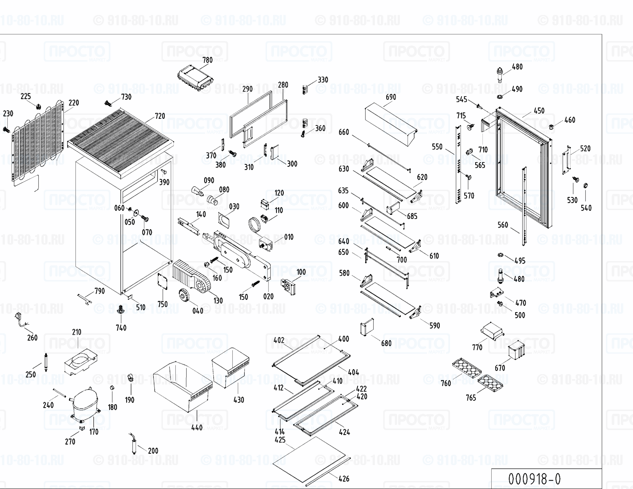 Взрыв-схема запчастей холодильника Liebherr KT 1664-22