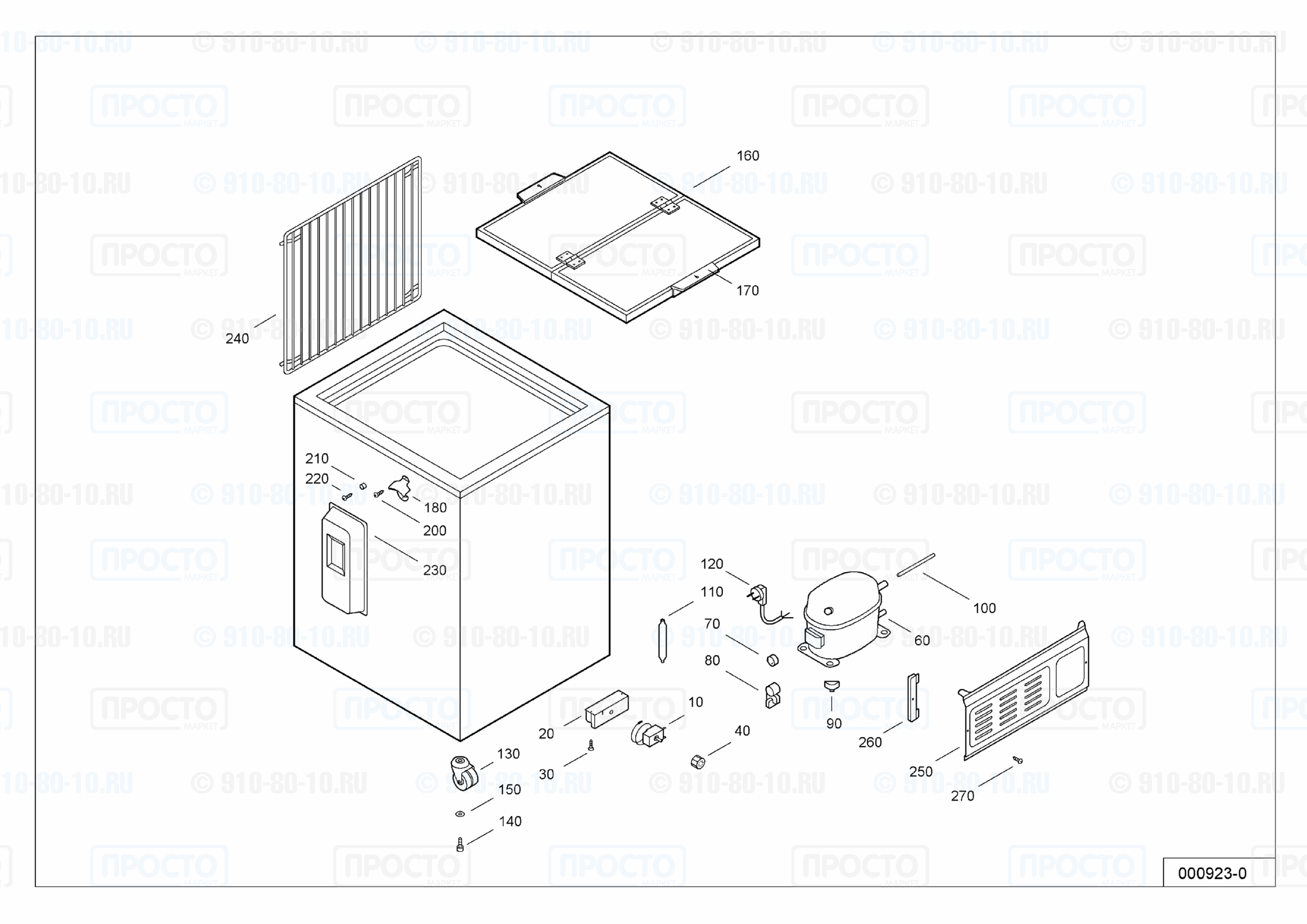Взрыв-схема запчастей холодильника Liebherr FT 1401-1 G