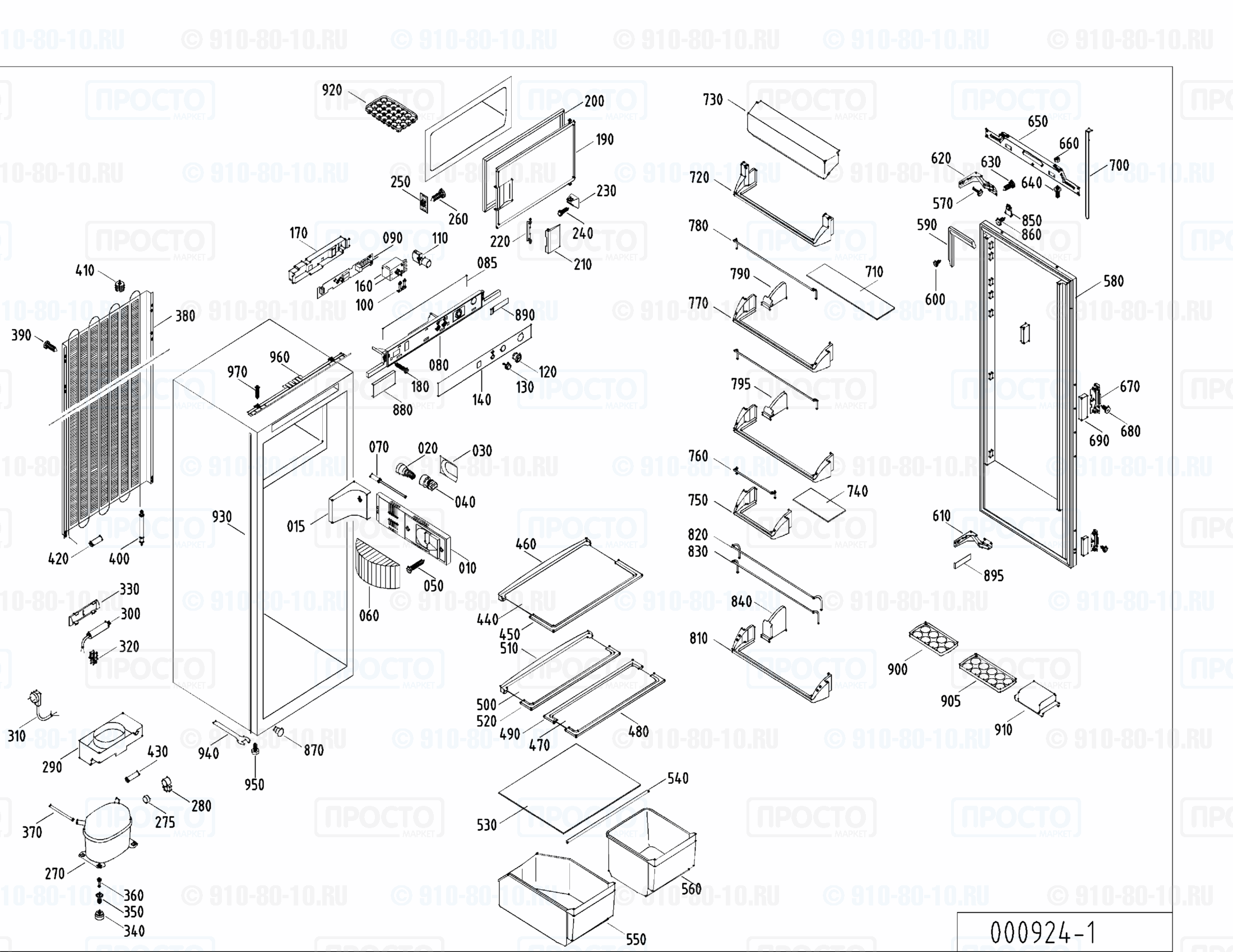 Взрыв-схема запчастей холодильника Liebherr KIe 2164-22B