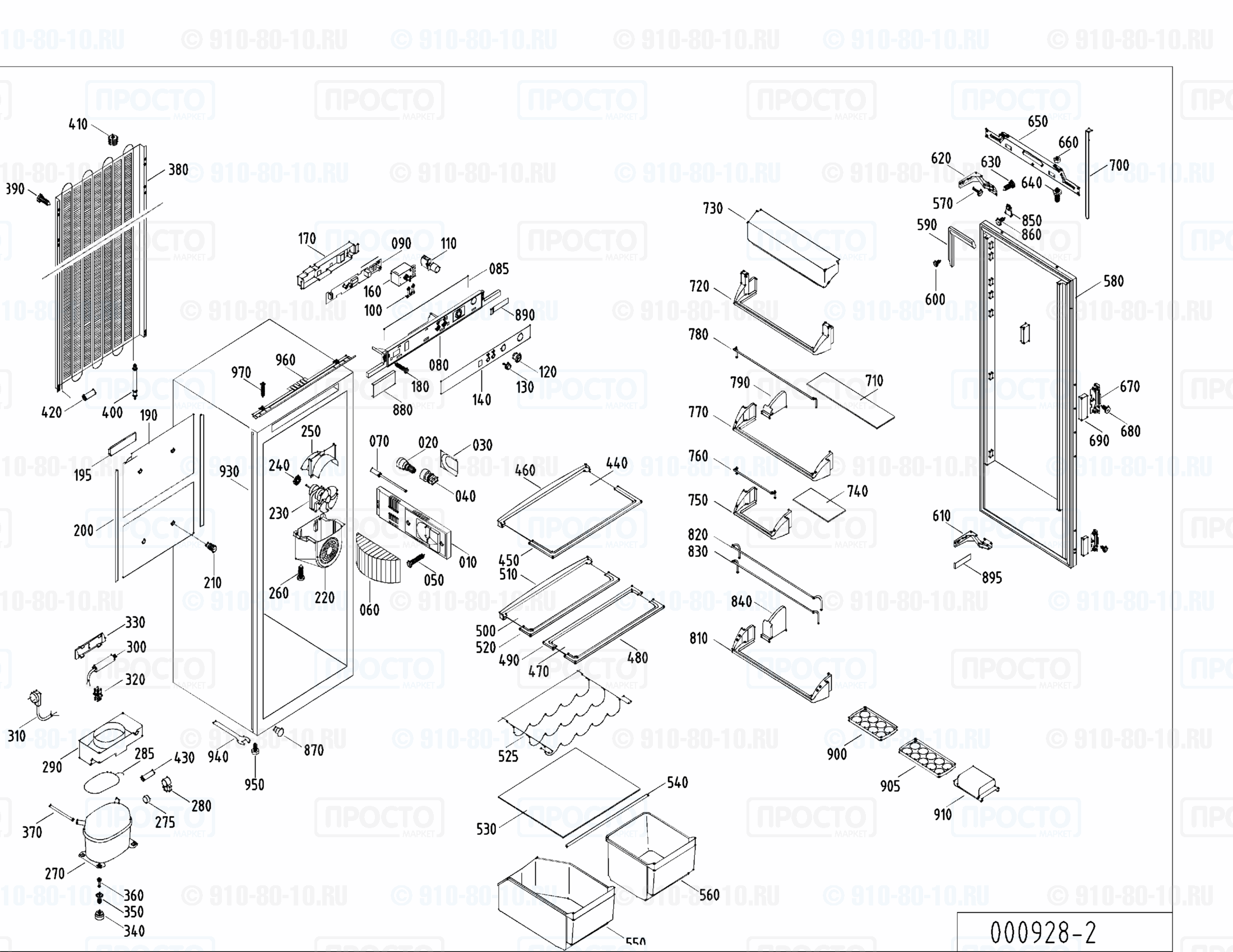 Взрыв-схема запчастей холодильника Liebherr KIev 2860-22B