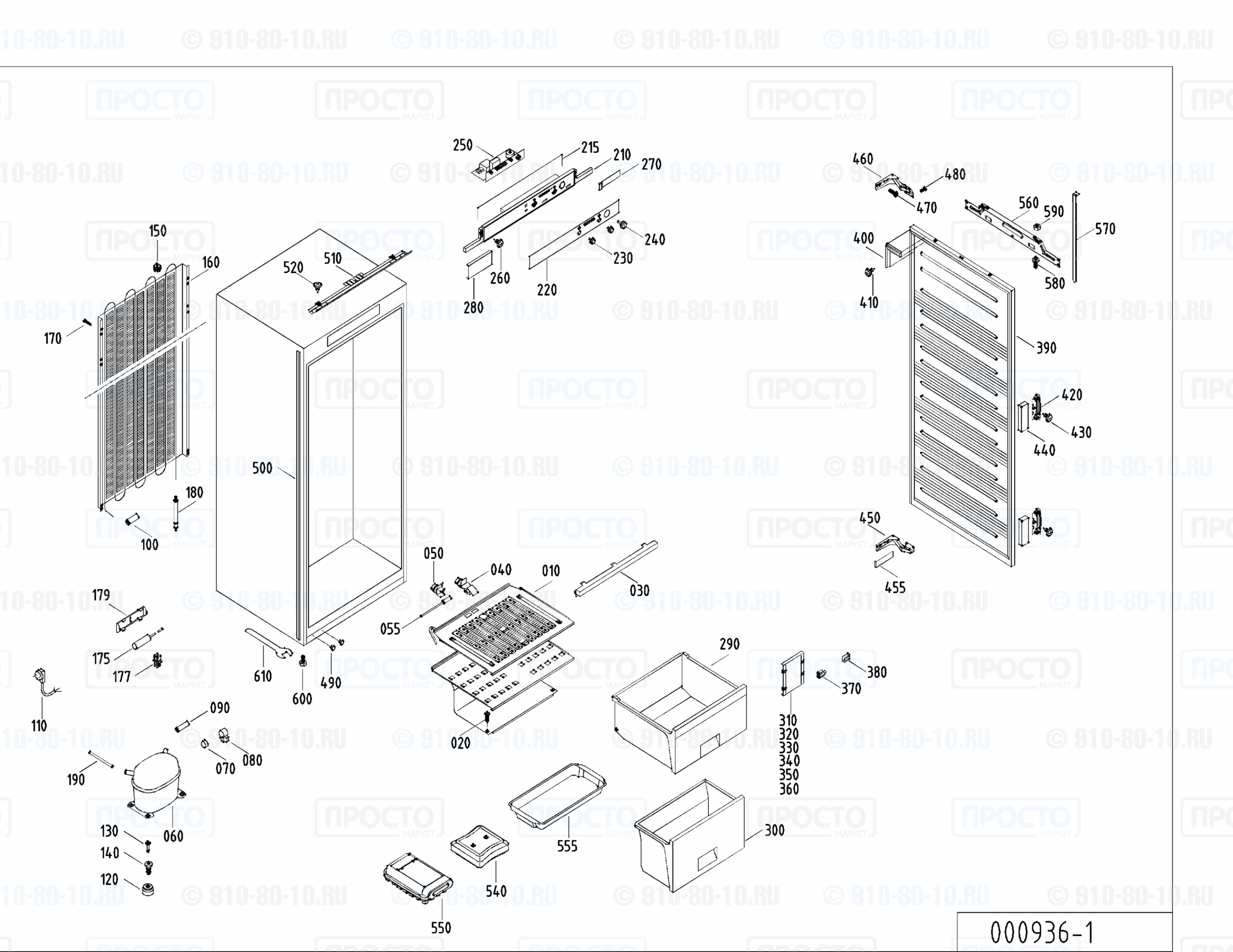 Взрыв-схема запчастей холодильника Liebherr GI 1923-21
