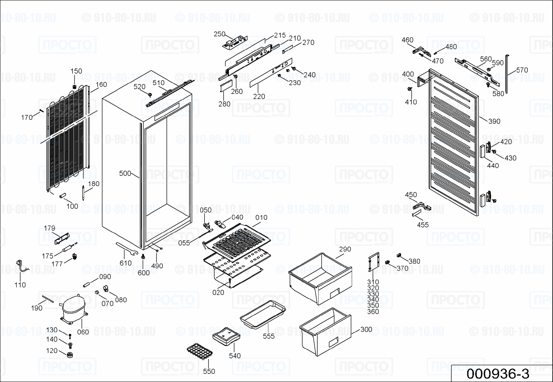 Взрыв-схема запчастей холодильника Liebherr GI 1023-22A