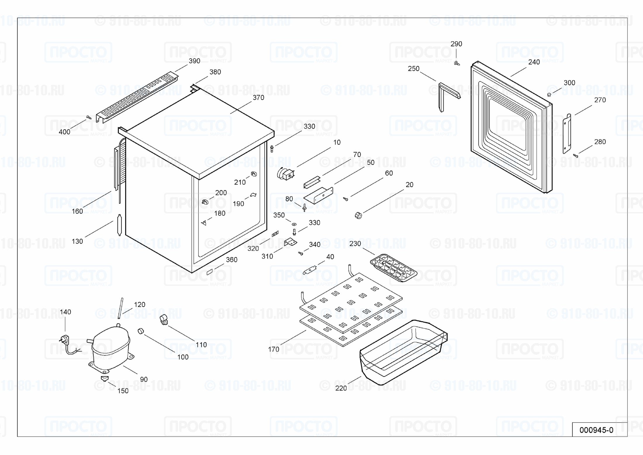 Взрыв-схема запчастей холодильника Liebherr EB 800-1 E