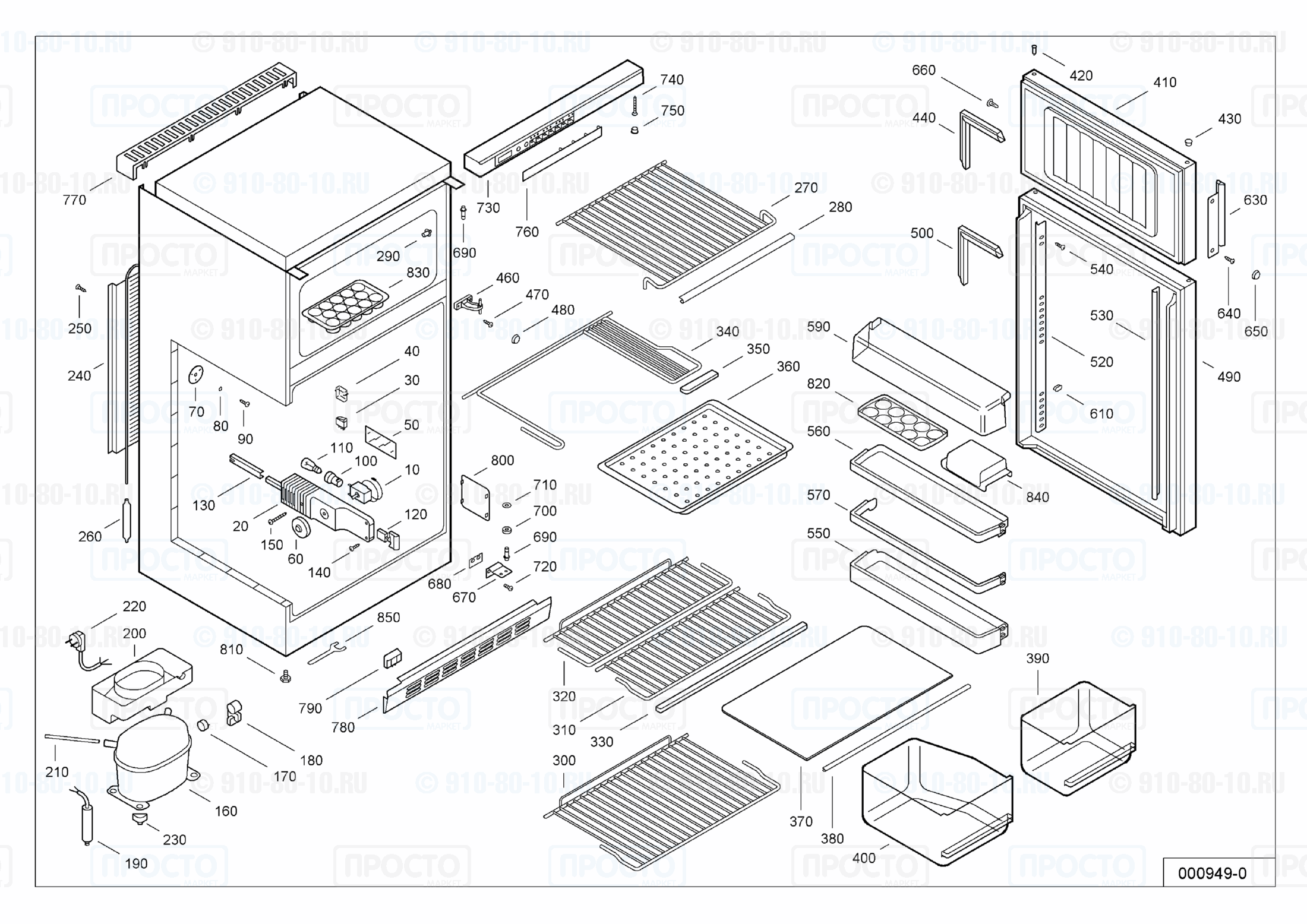 Взрыв-схема запчастей холодильника Liebherr KSD 2314-10