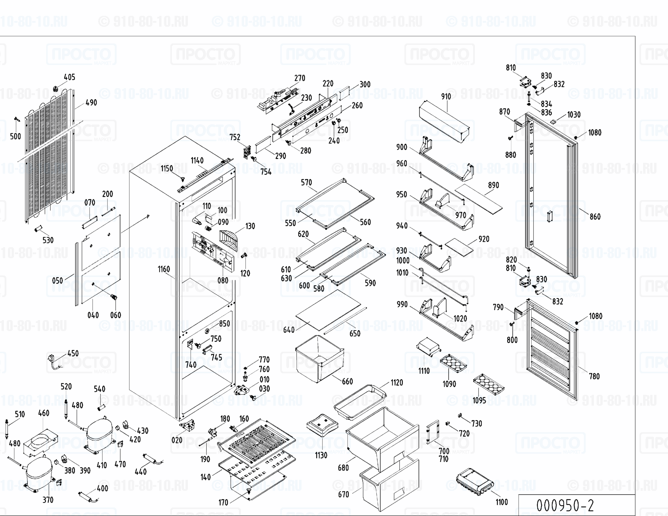 Взрыв-схема запчастей холодильника Liebherr KIK 3163-21B