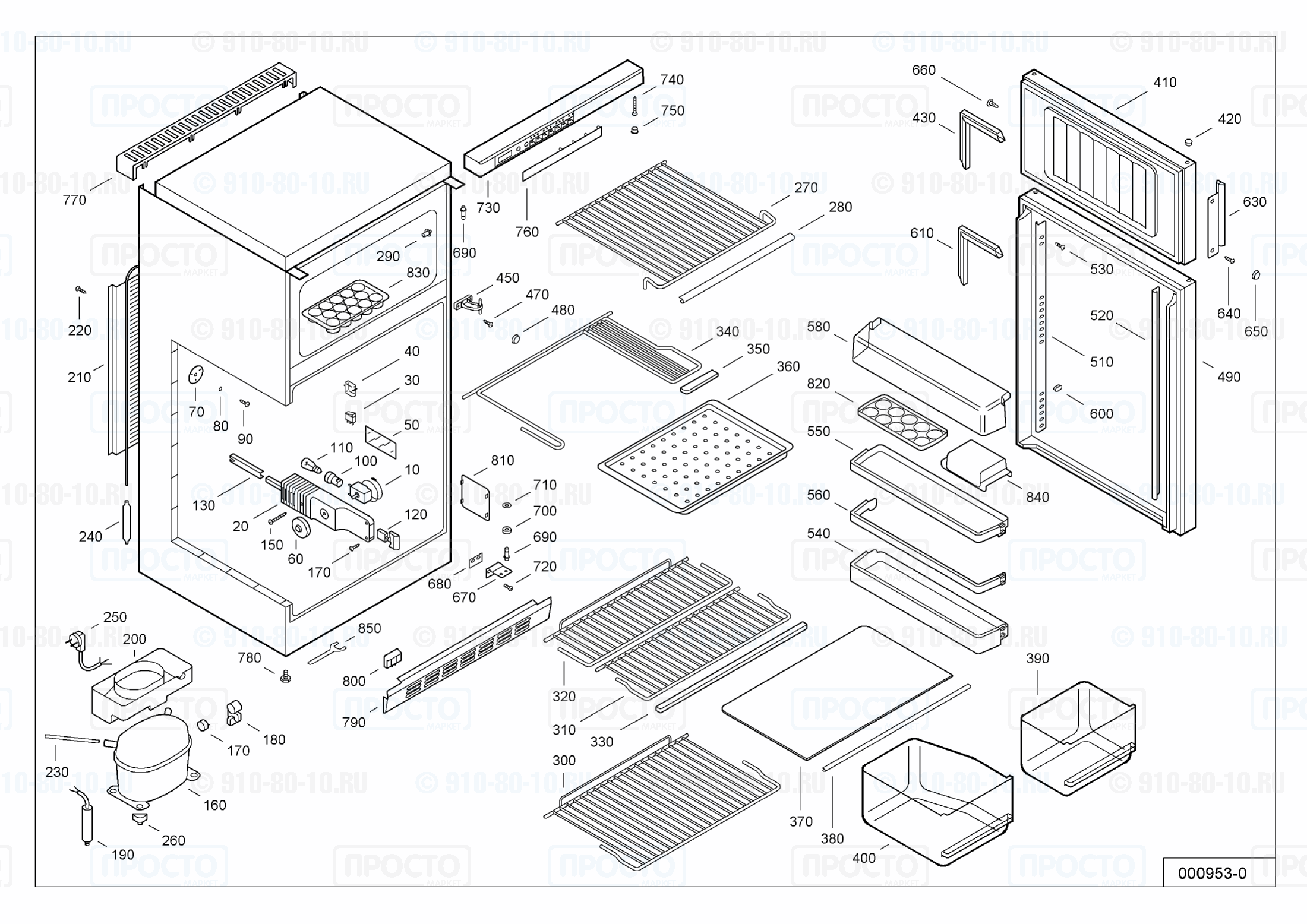 Взрыв-схема запчастей холодильника Liebherr KSD 2314-7