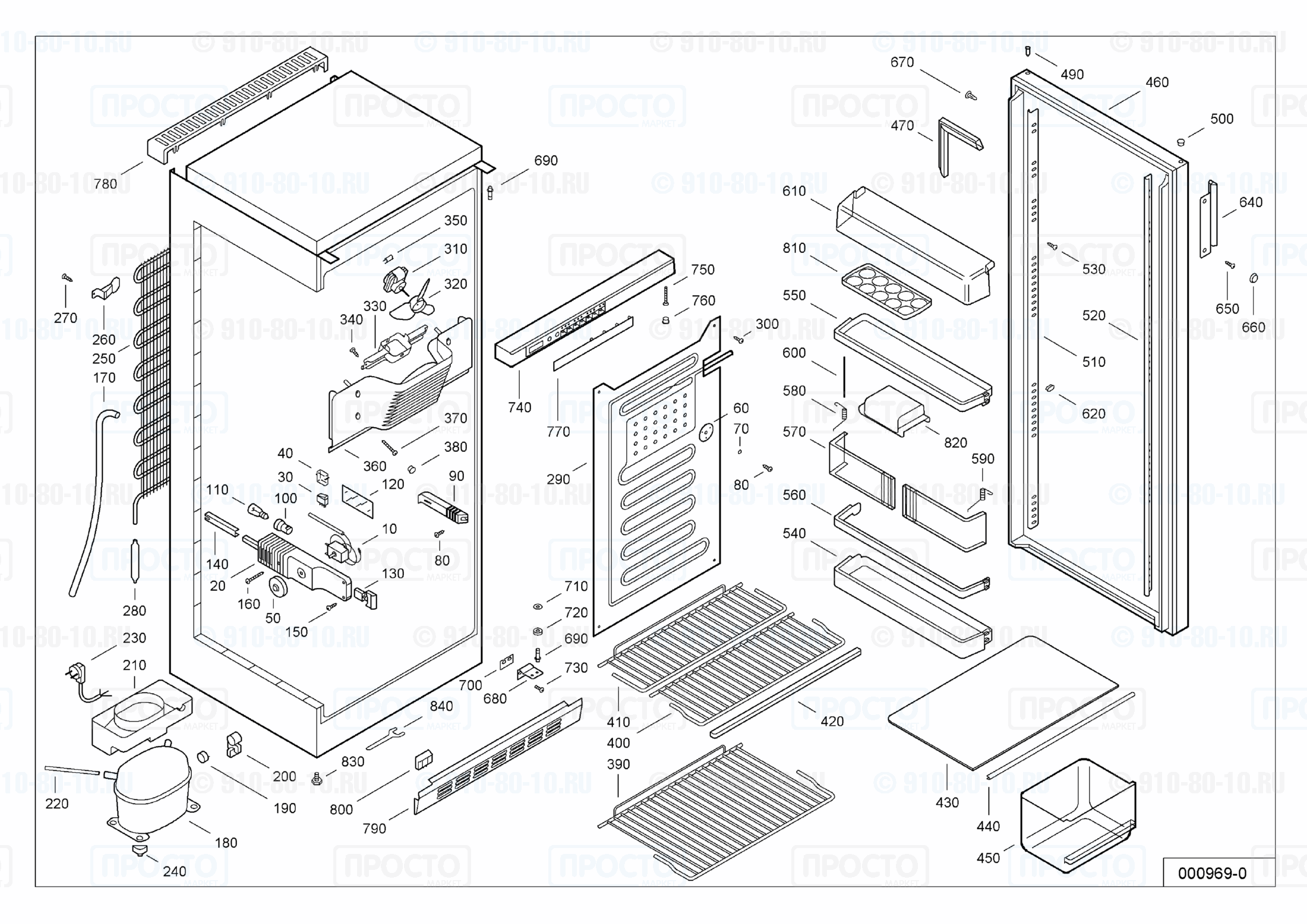 Взрыв-схема запчастей холодильника Liebherr KS 3610-10A