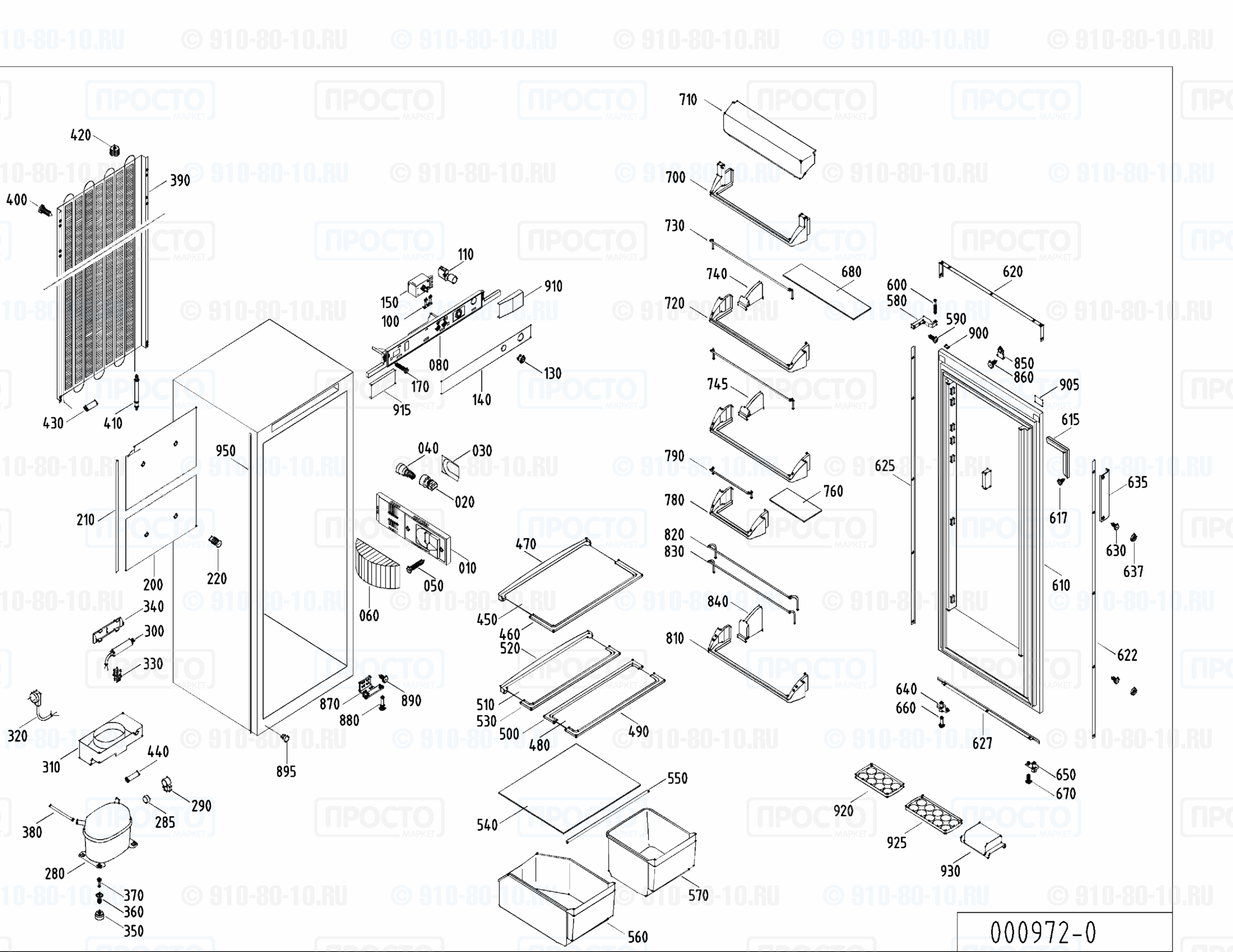 Взрыв-схема запчастей холодильника Liebherr KE 2360-22