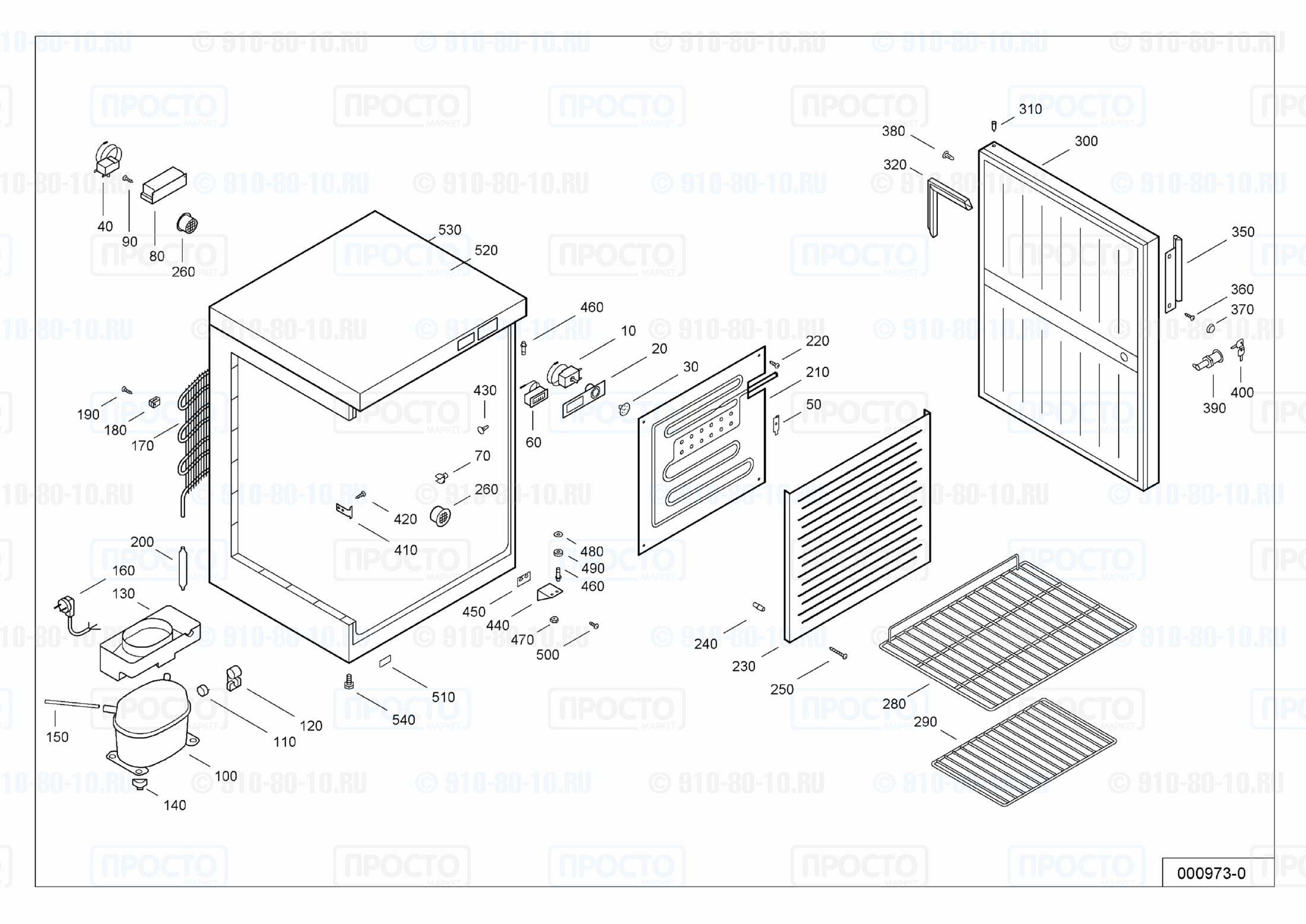 Взрыв-схема запчастей холодильника Liebherr WKSb 1800-10A