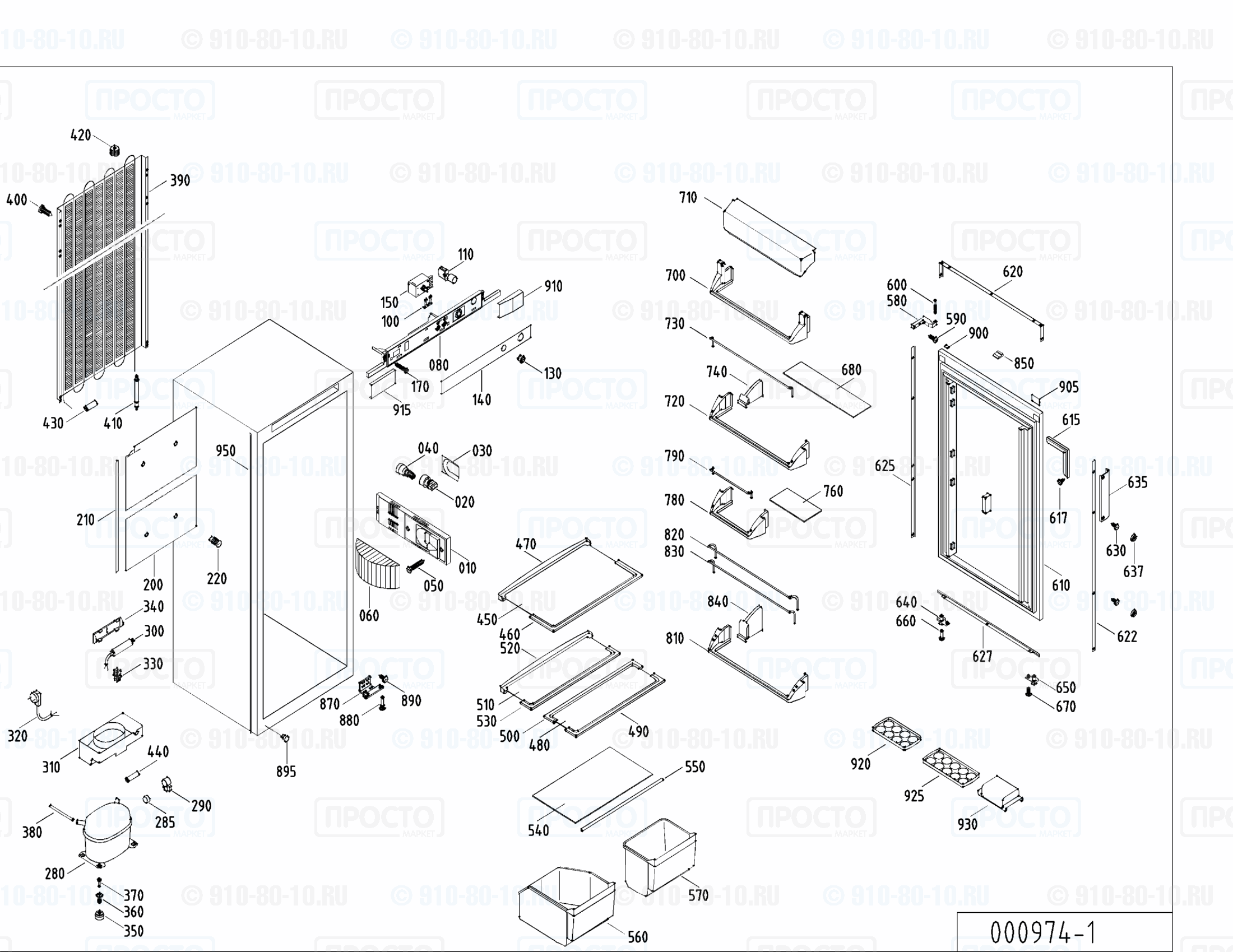 Взрыв-схема запчастей холодильника Liebherr KE 1740-23