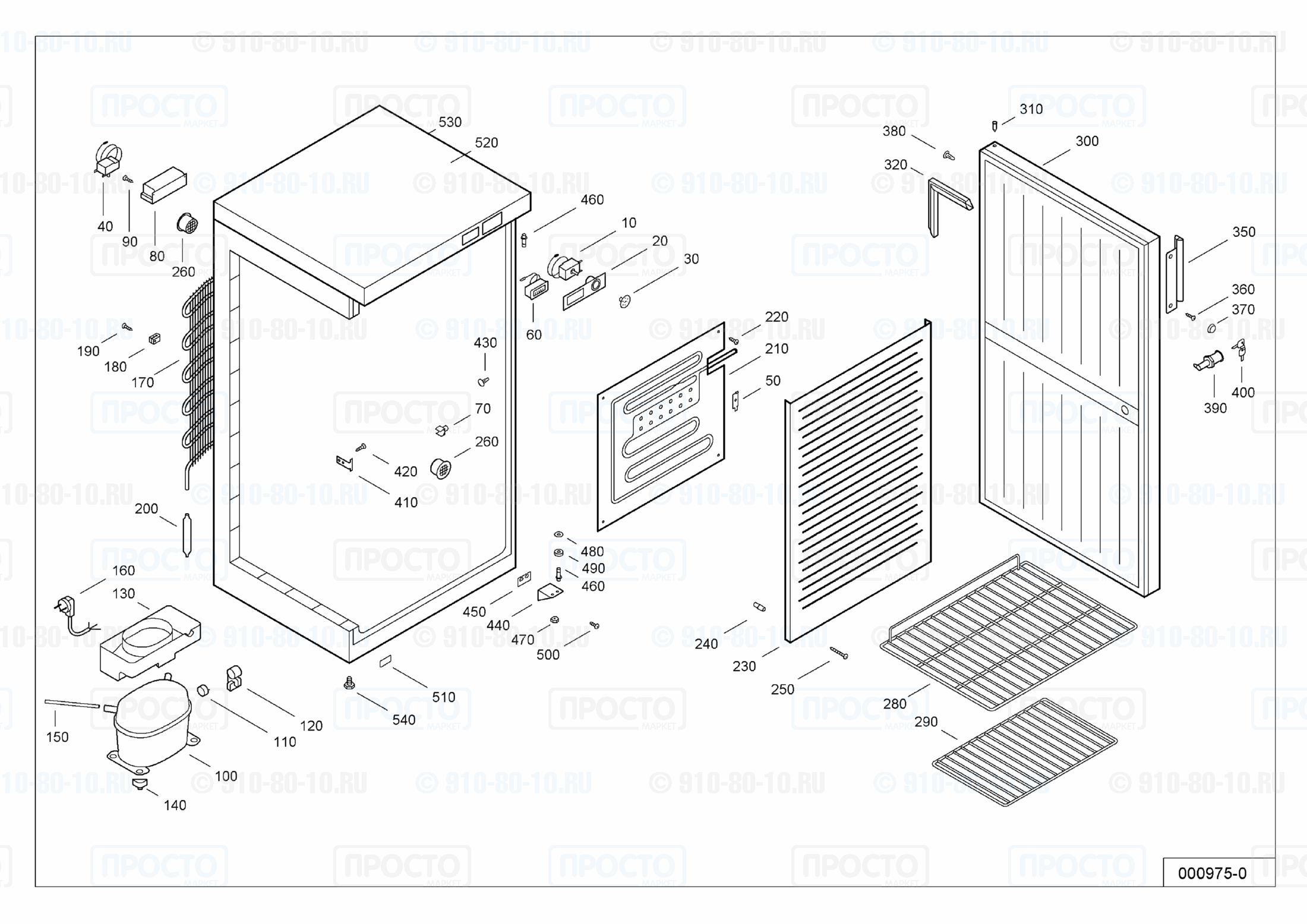 Взрыв-схема запчастей холодильника Liebherr WKSb 2400-10A