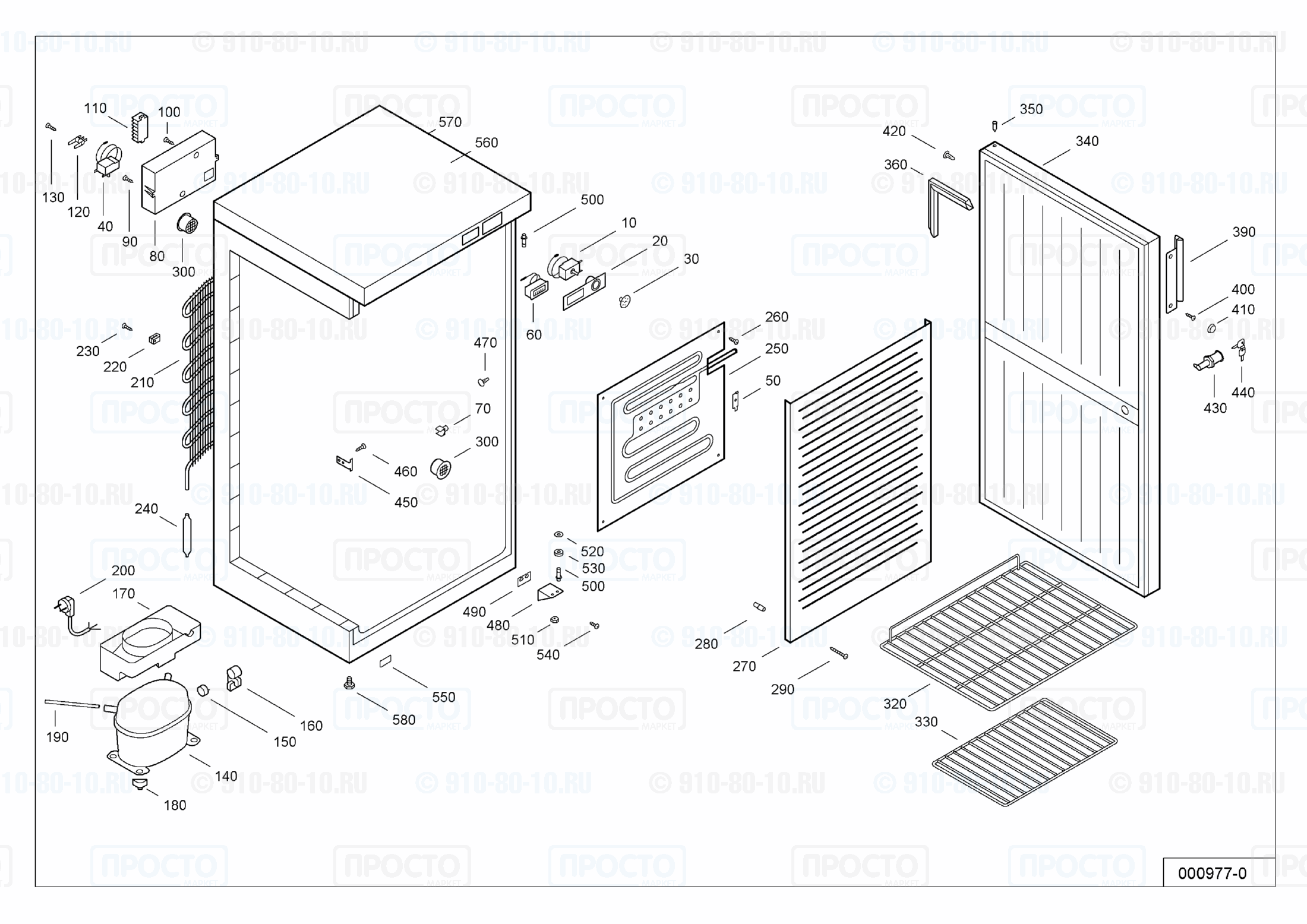 Взрыв-схема запчастей холодильника Liebherr WKSb 2400-10C