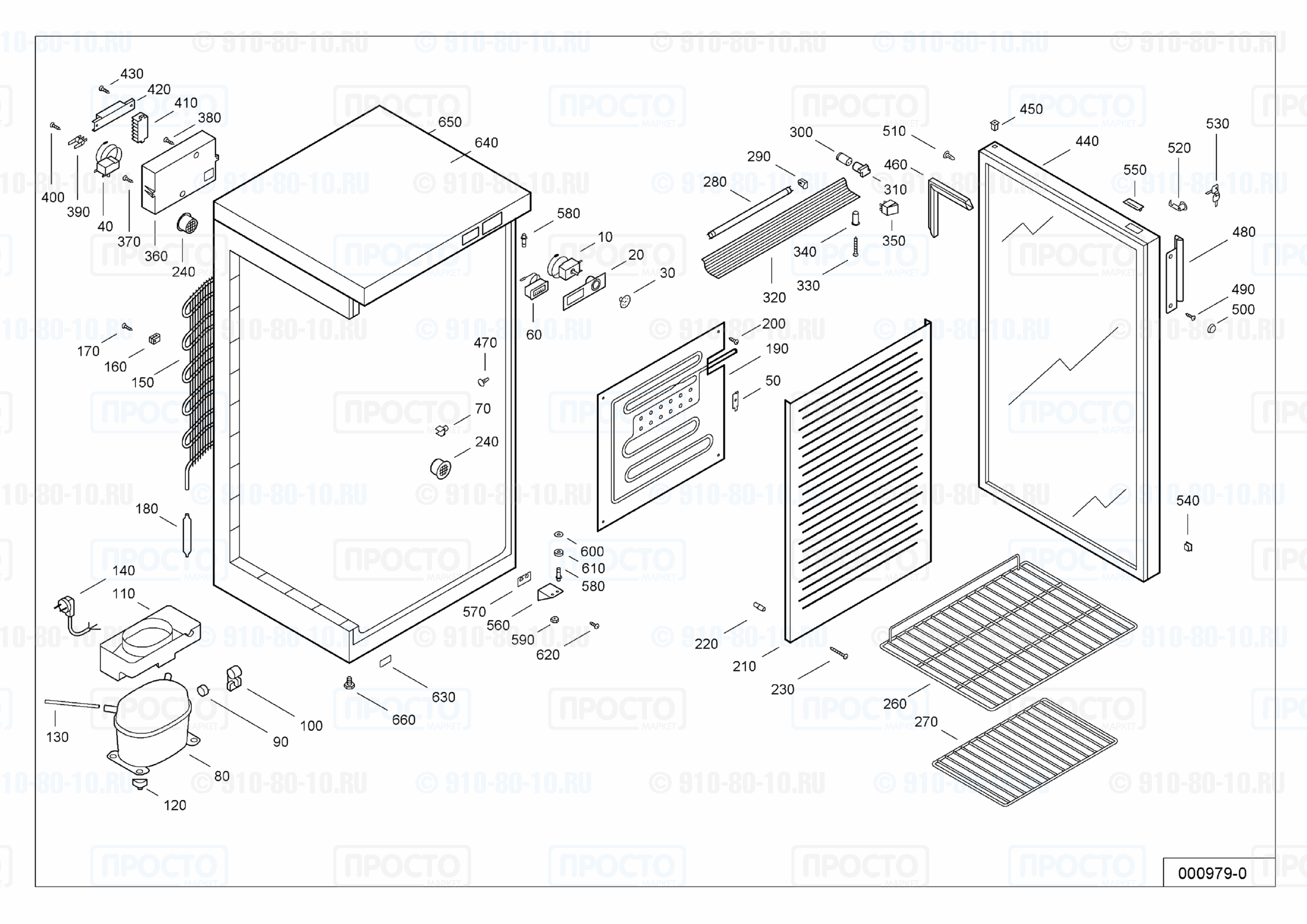 Взрыв-схема запчастей холодильника Liebherr WKSb 2402-10A