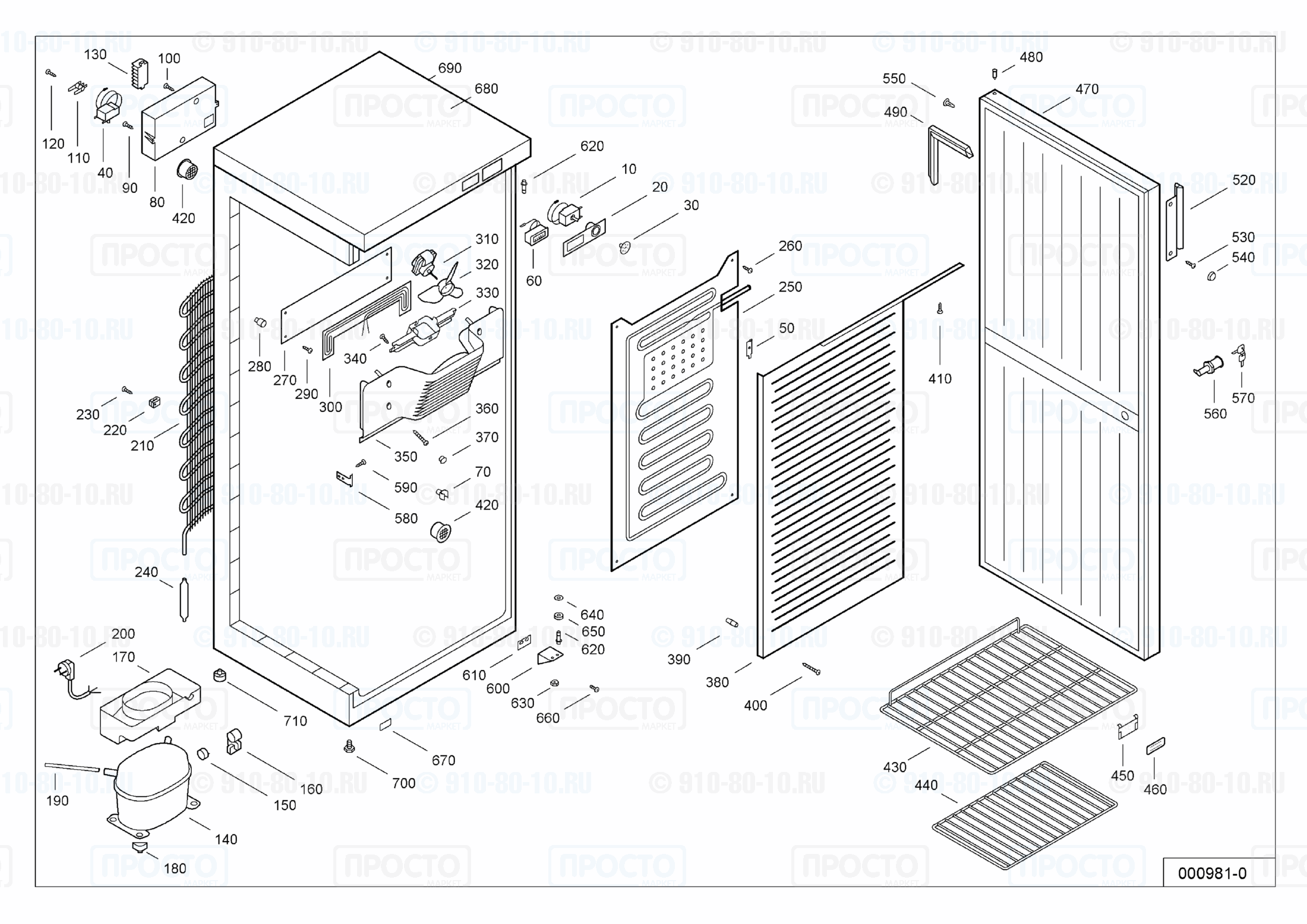 Взрыв-схема запчастей холодильника Liebherr WKSb 3200-10A