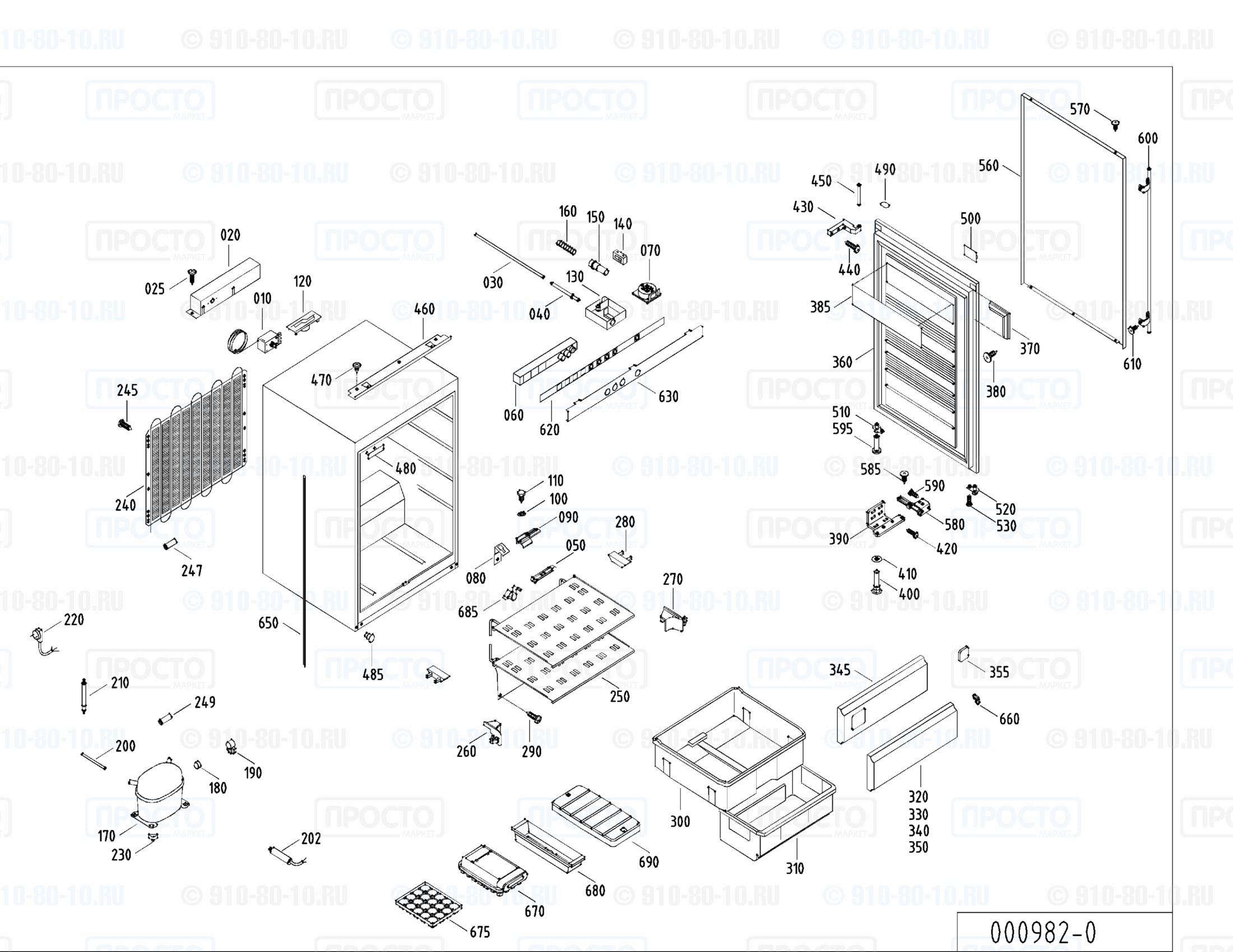 Взрыв-схема запчастей холодильника Liebherr GEes 1383-20