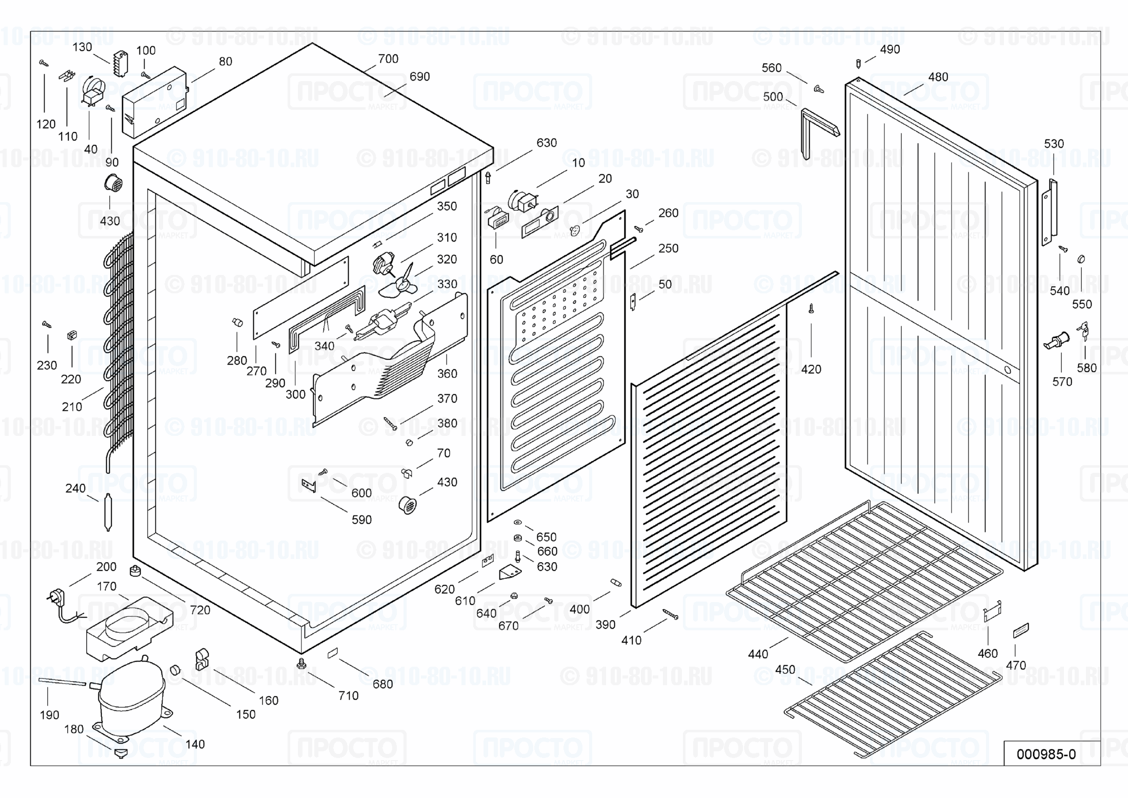 Взрыв-схема запчастей холодильника Liebherr WKSb 4700-10C