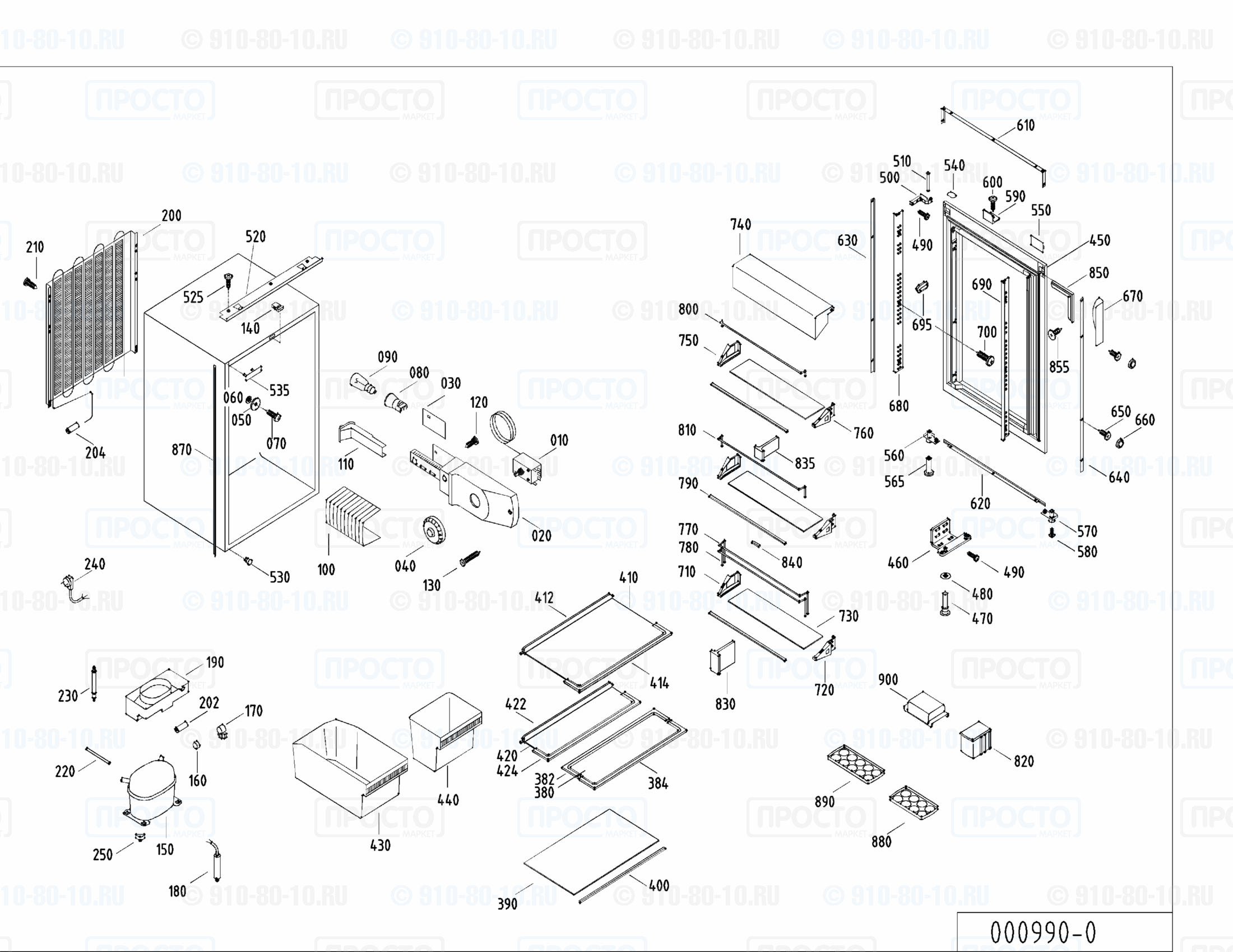 Взрыв-схема запчастей холодильника Liebherr KE 1840-20B