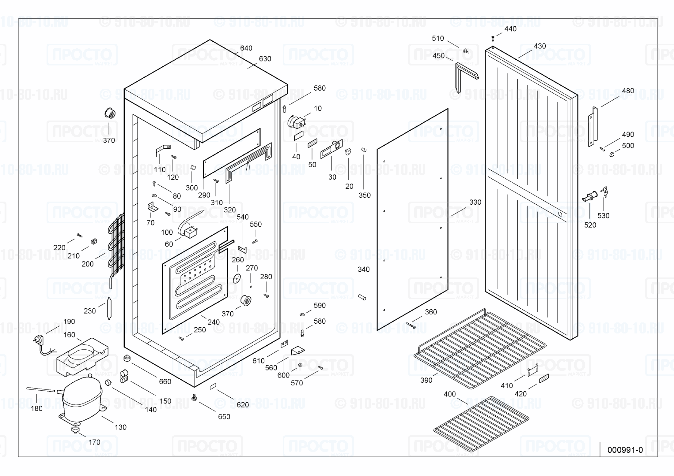 Взрыв-схема запчастей холодильника Liebherr WTSb 3200-10A