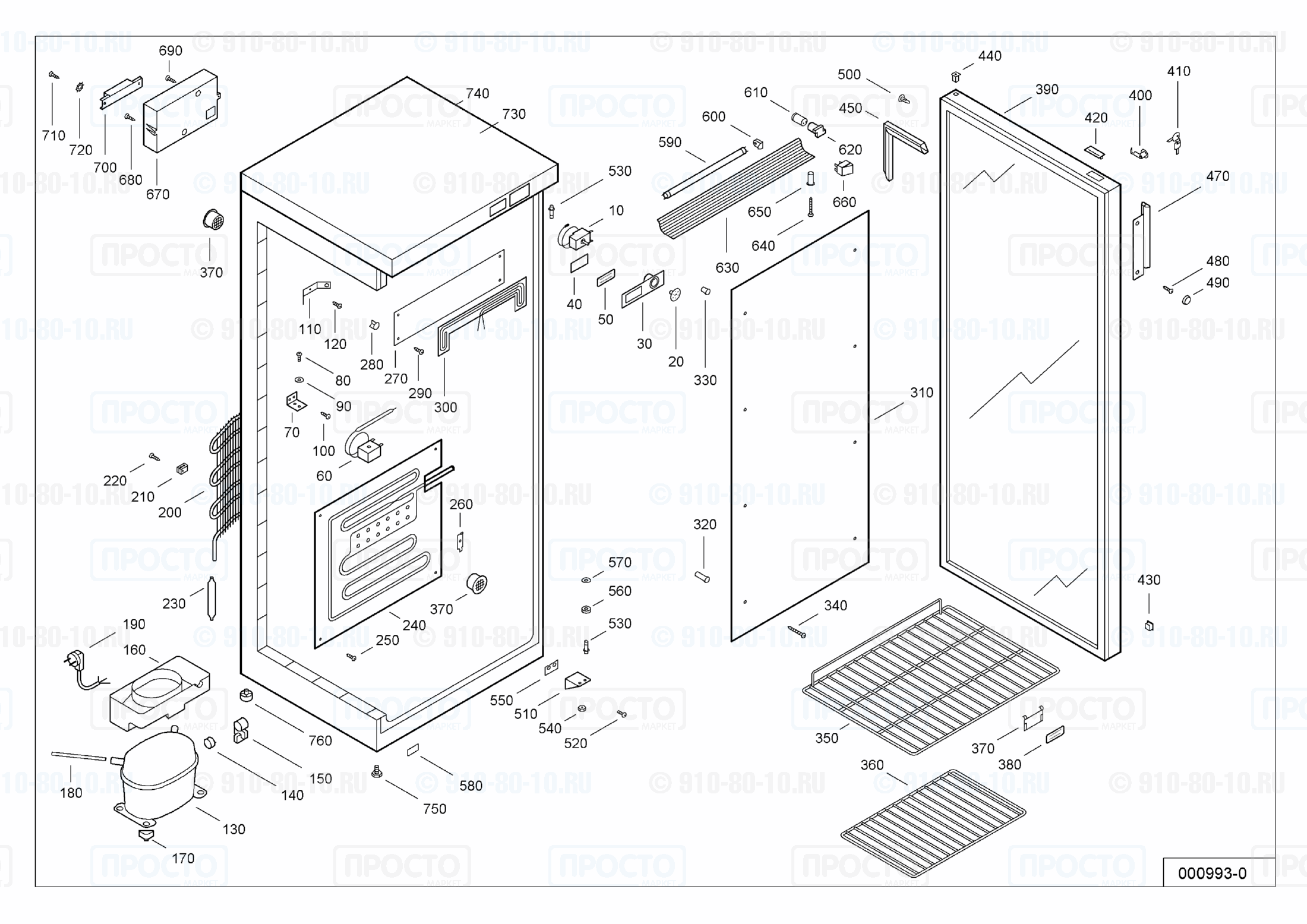 Взрыв-схема запчастей холодильника Liebherr WTSb 3202-10A