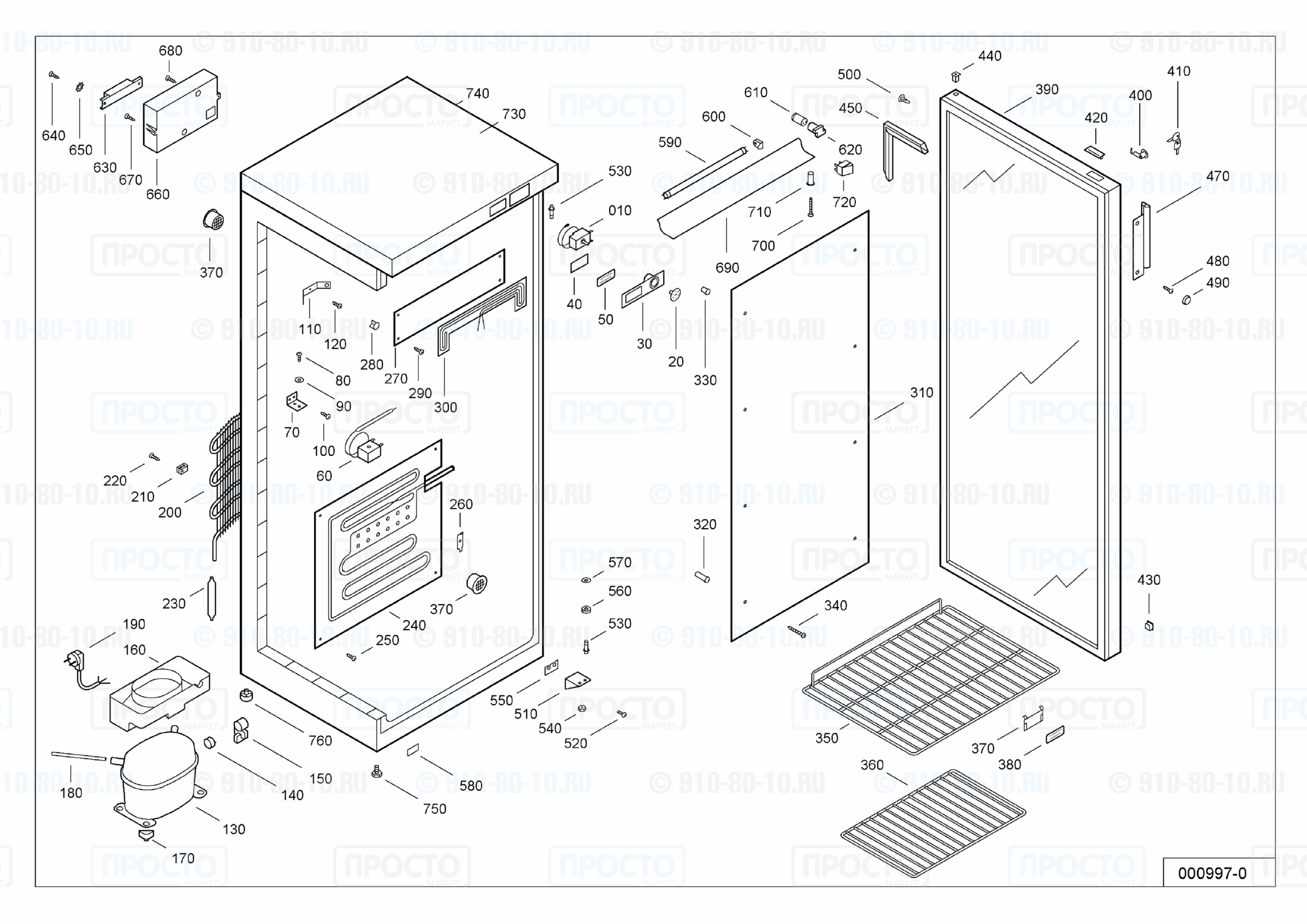 Взрыв-схема запчастей холодильника Liebherr WTSb 3202-3
