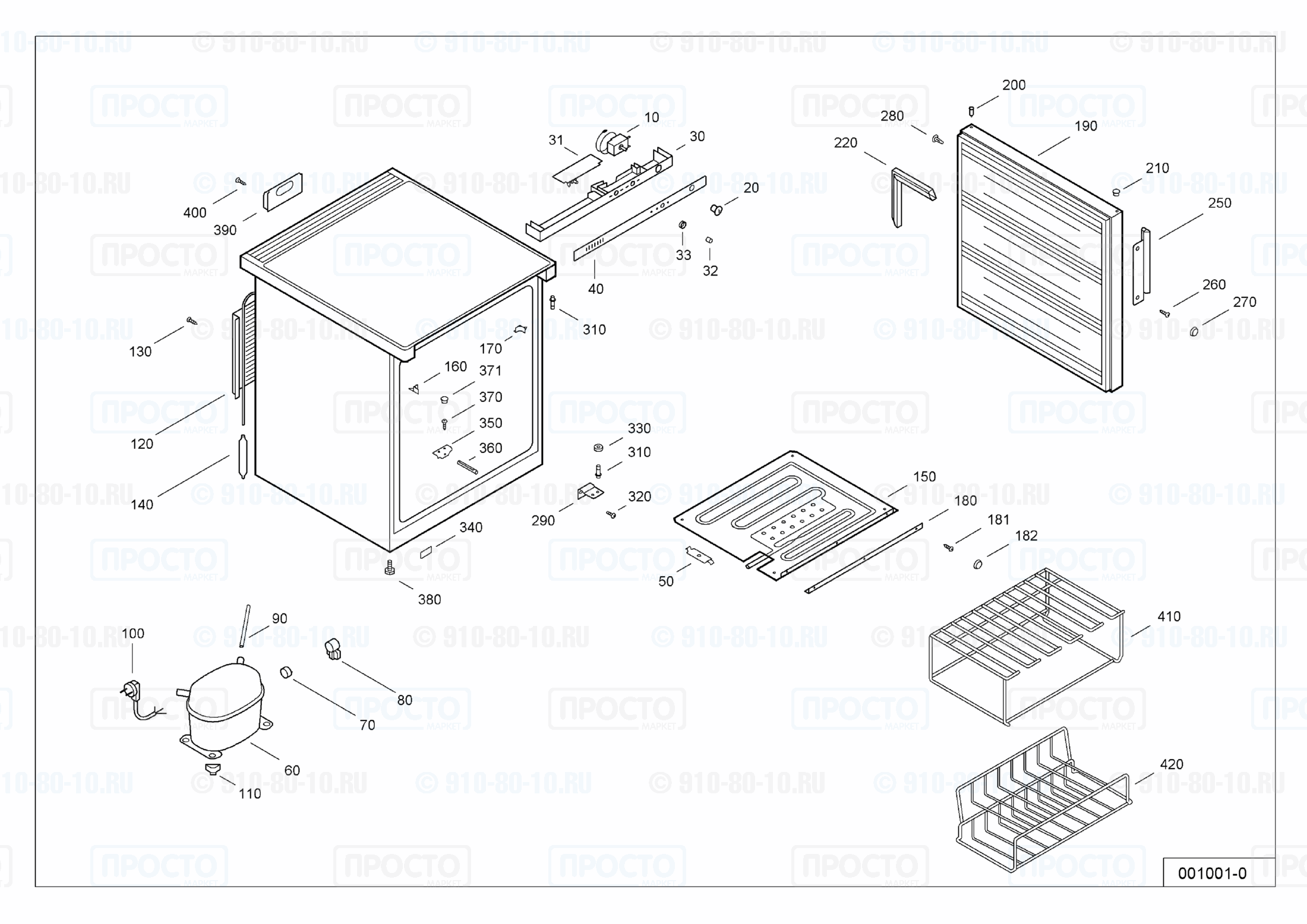 Взрыв-схема запчастей холодильника Liebherr SBb 800-11A