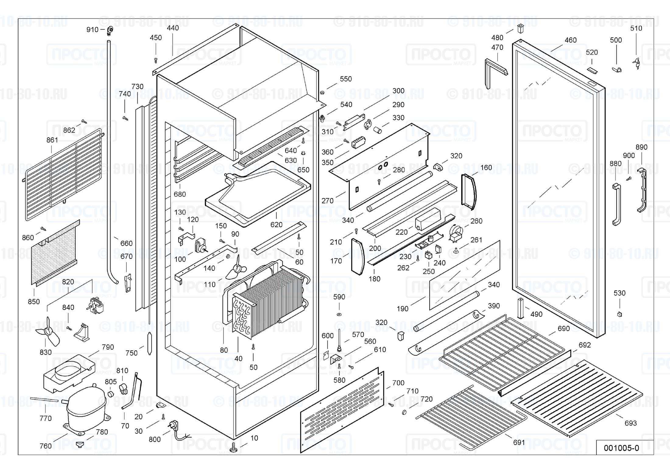 Взрыв-схема запчастей холодильника Liebherr UKSD 3702-10A