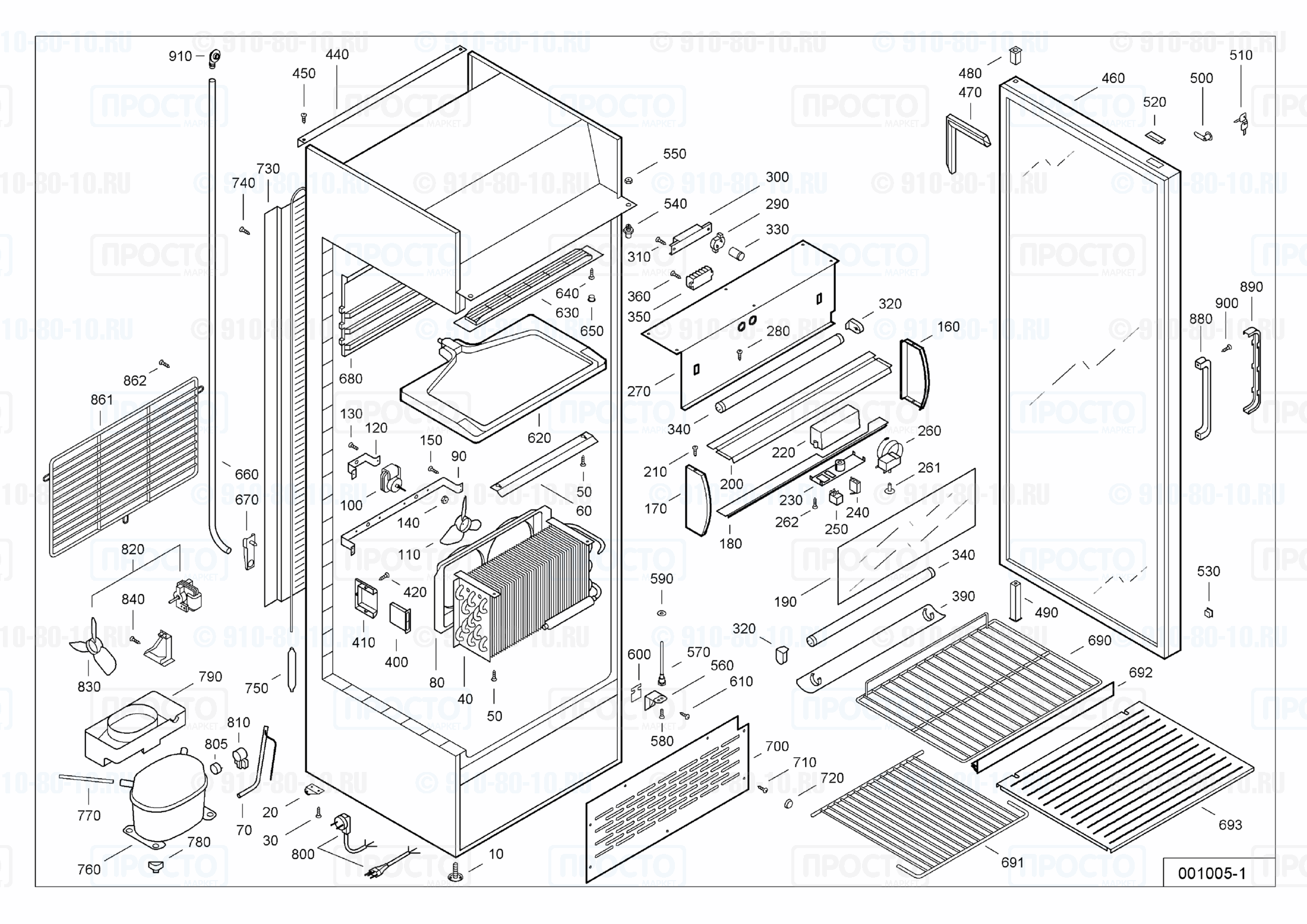 Взрыв-схема запчастей холодильника Liebherr UKSD 3702-10B