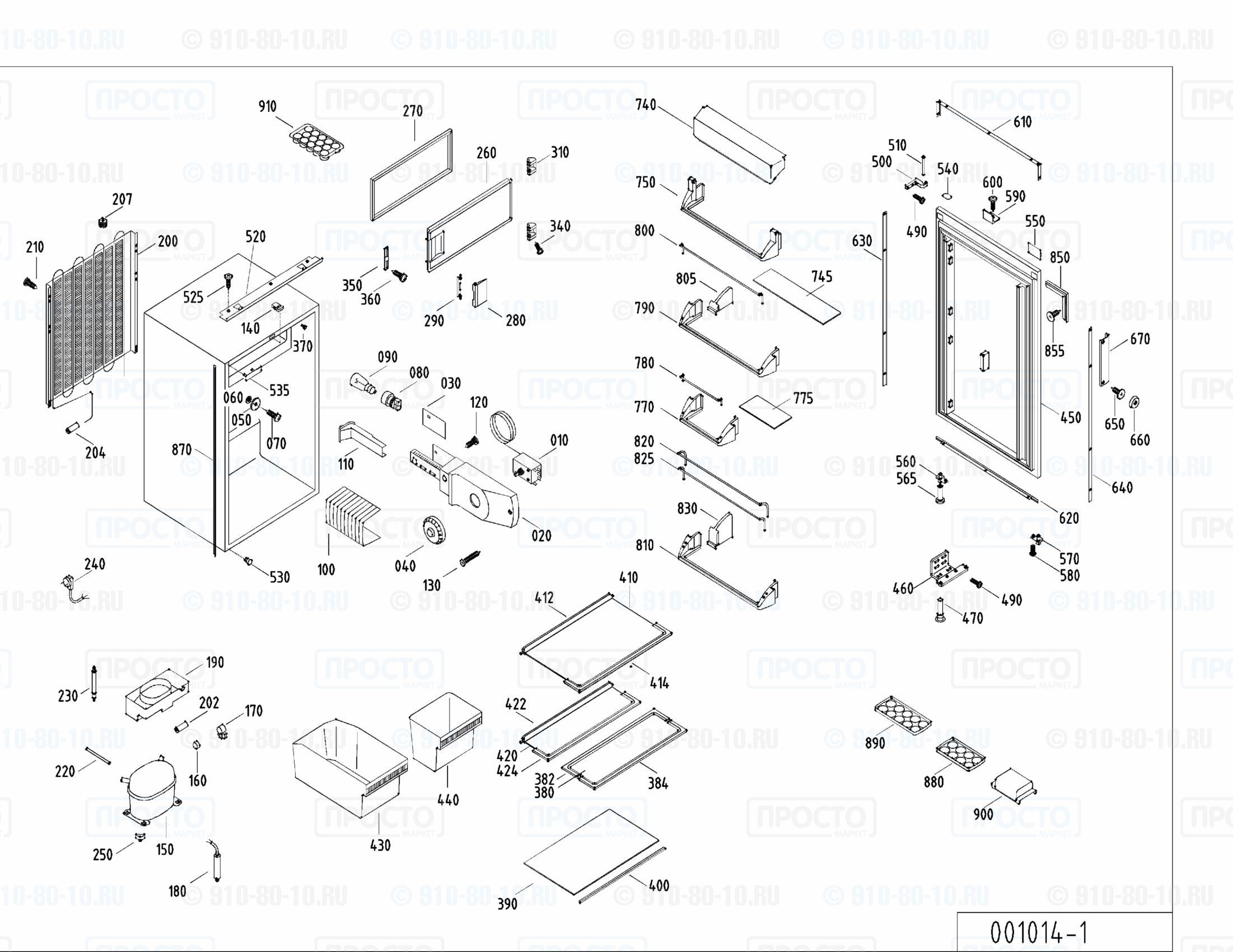 Взрыв-схема запчастей холодильника Liebherr KE 1644-22A