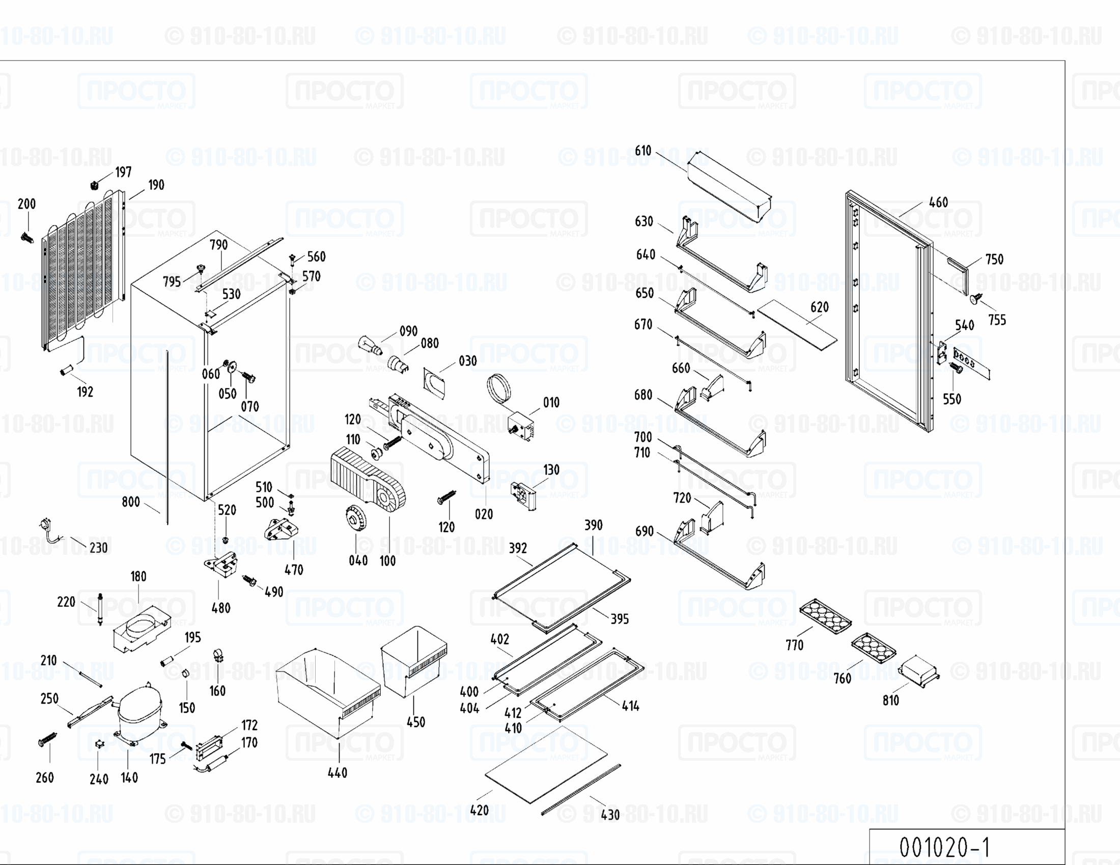 Взрыв-схема запчастей холодильника Liebherr KI 1840-22A
