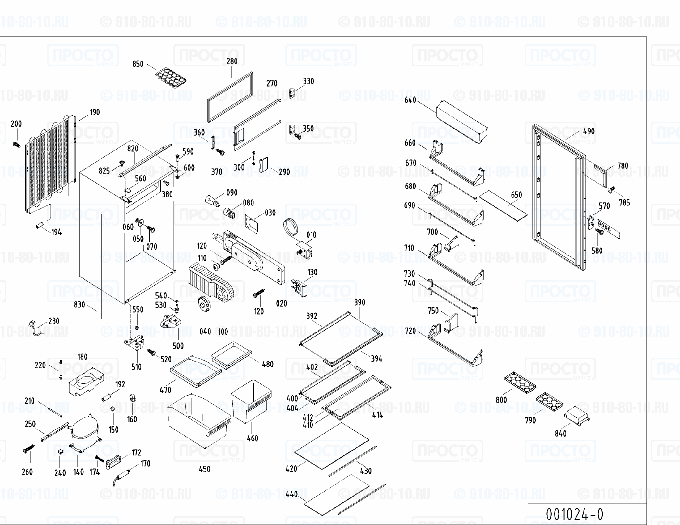 Взрыв-схема запчастей холодильника Liebherr KI 2444-23