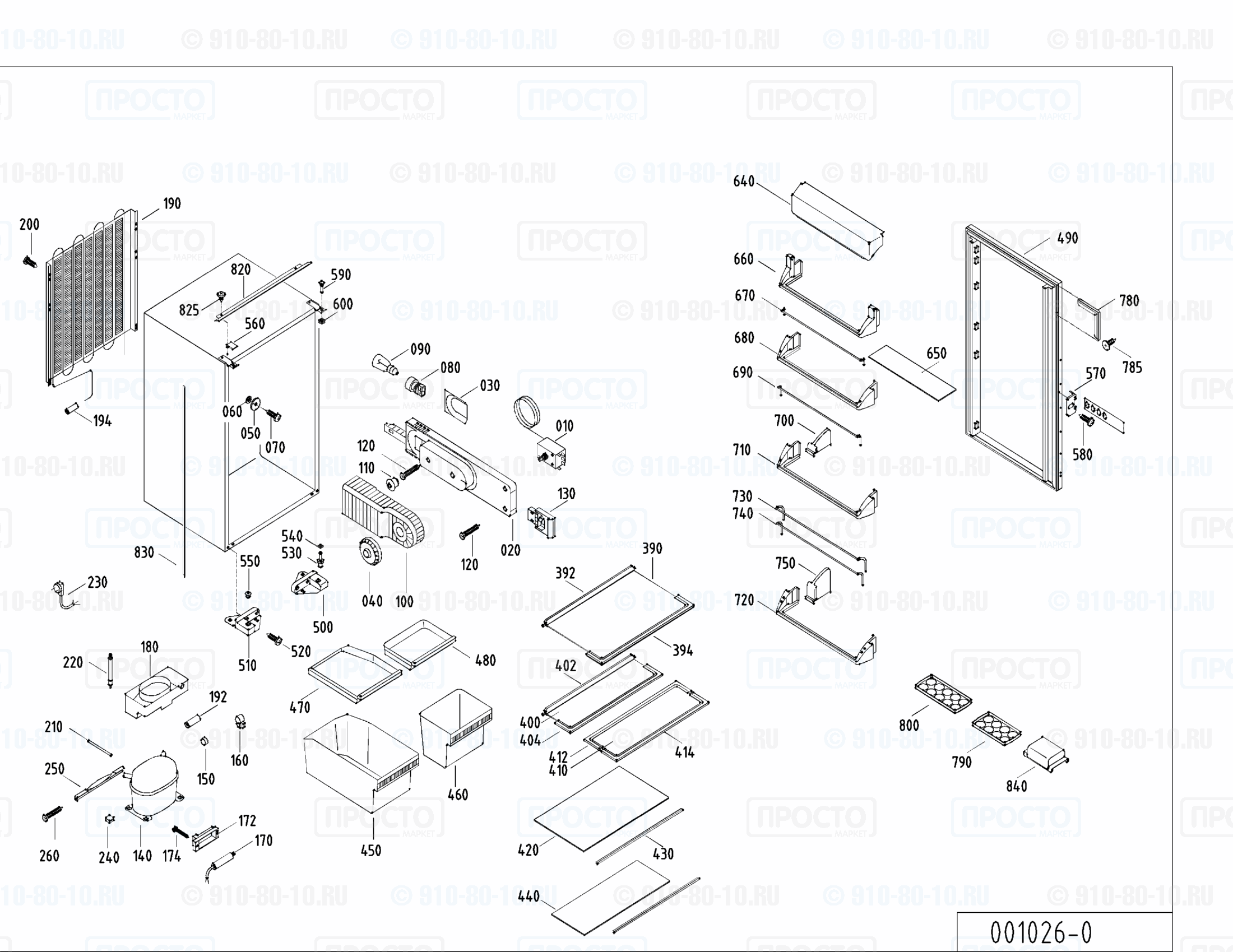 Взрыв-схема холодильника Liebherr KI 2540-22