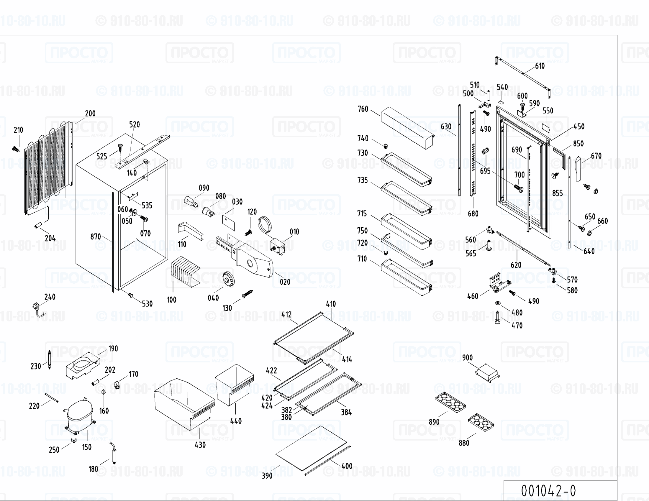 Взрыв-схема запчастей холодильника Liebherr KE 1840-20B