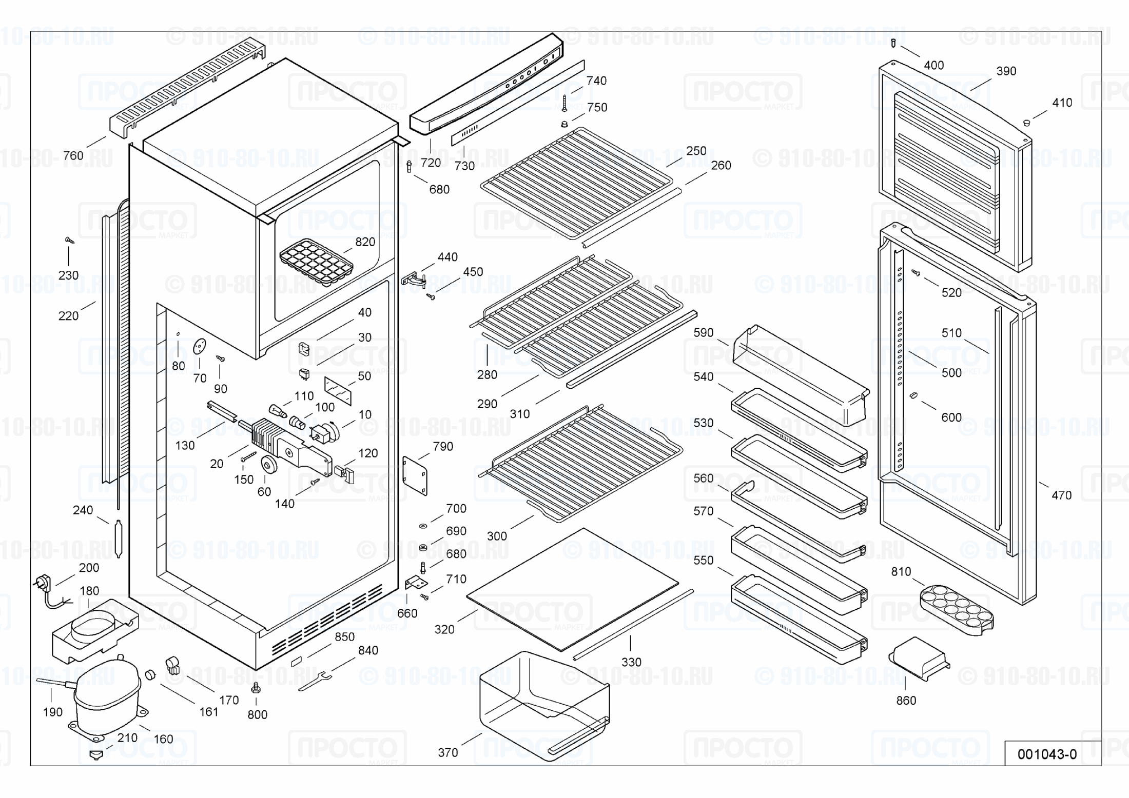 Взрыв-схема запчастей холодильника Liebherr KDS 3124-24A