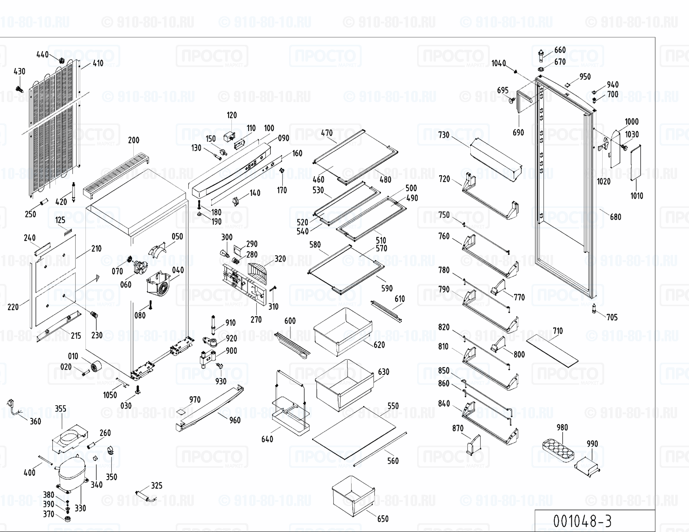 Взрыв-схема запчастей холодильника Liebherr KSSv 3660-25B