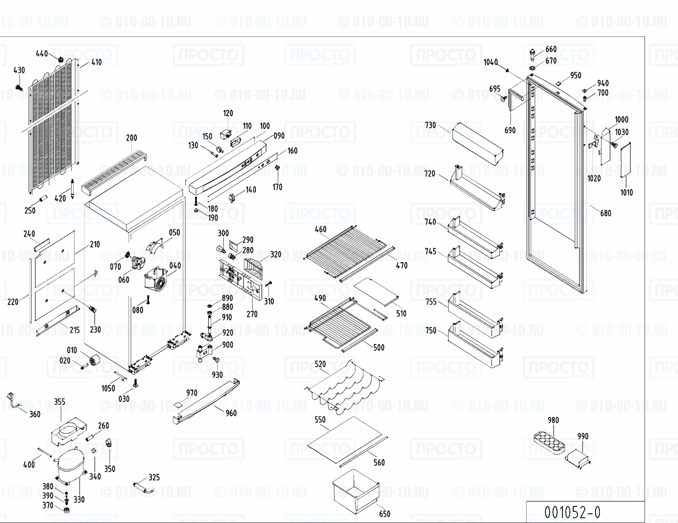 Взрыв-схема запчастей холодильника Liebherr KSv 3630-24B