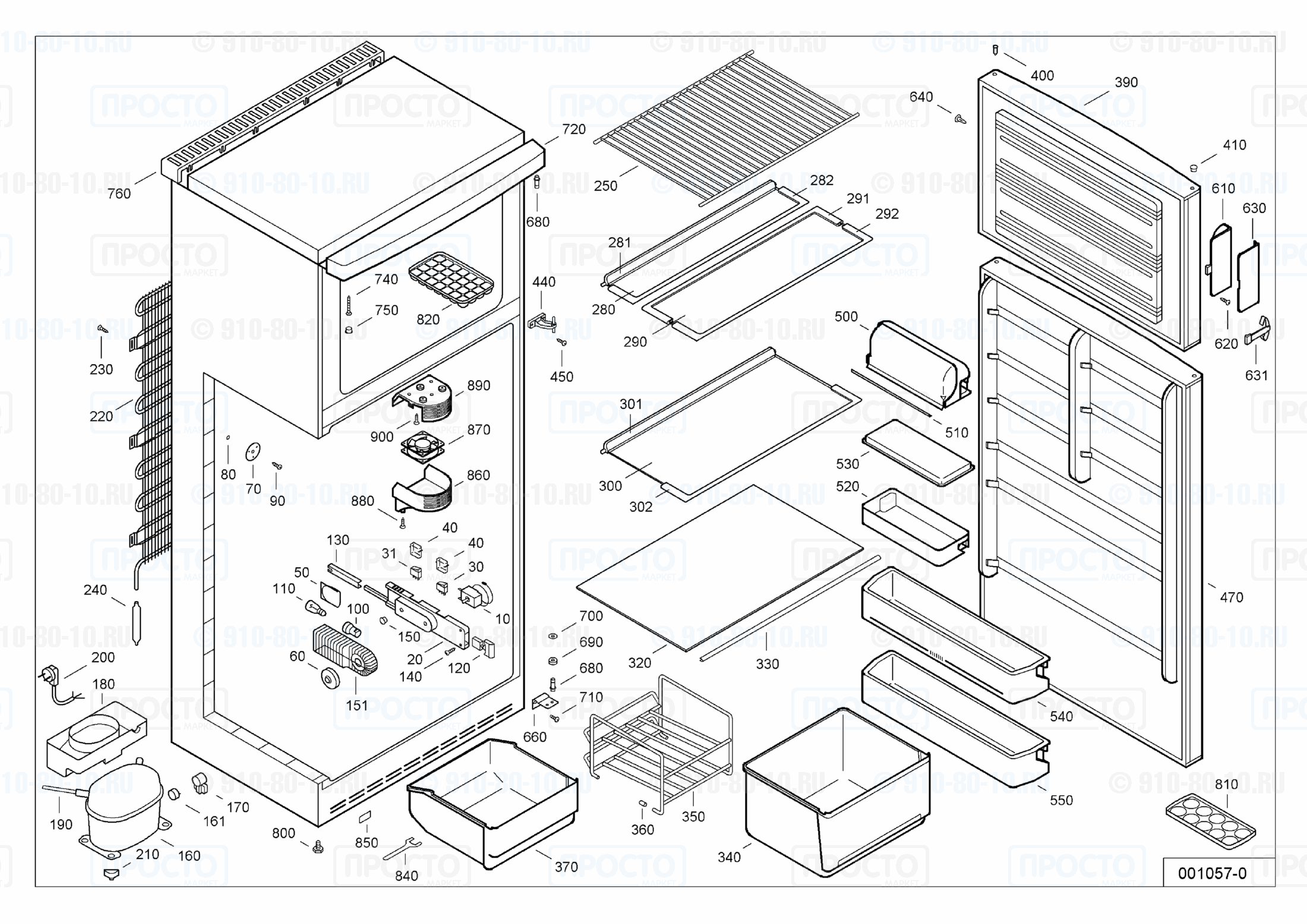 Взрыв-схема запчастей холодильника Liebherr KD 4534-24
