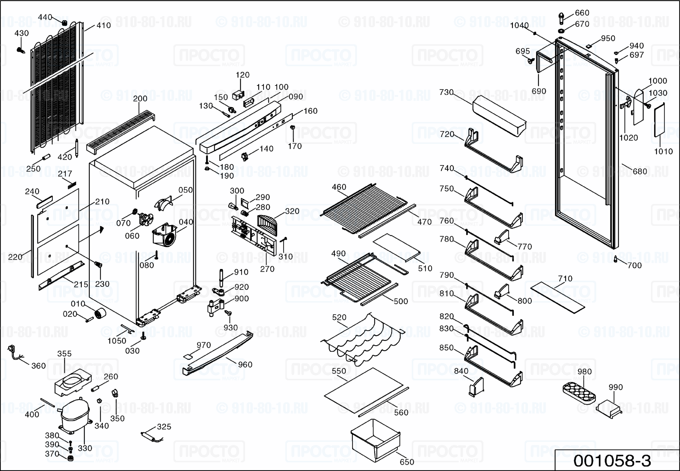 Взрыв-схема запчастей холодильника Liebherr KSv 3610-25B