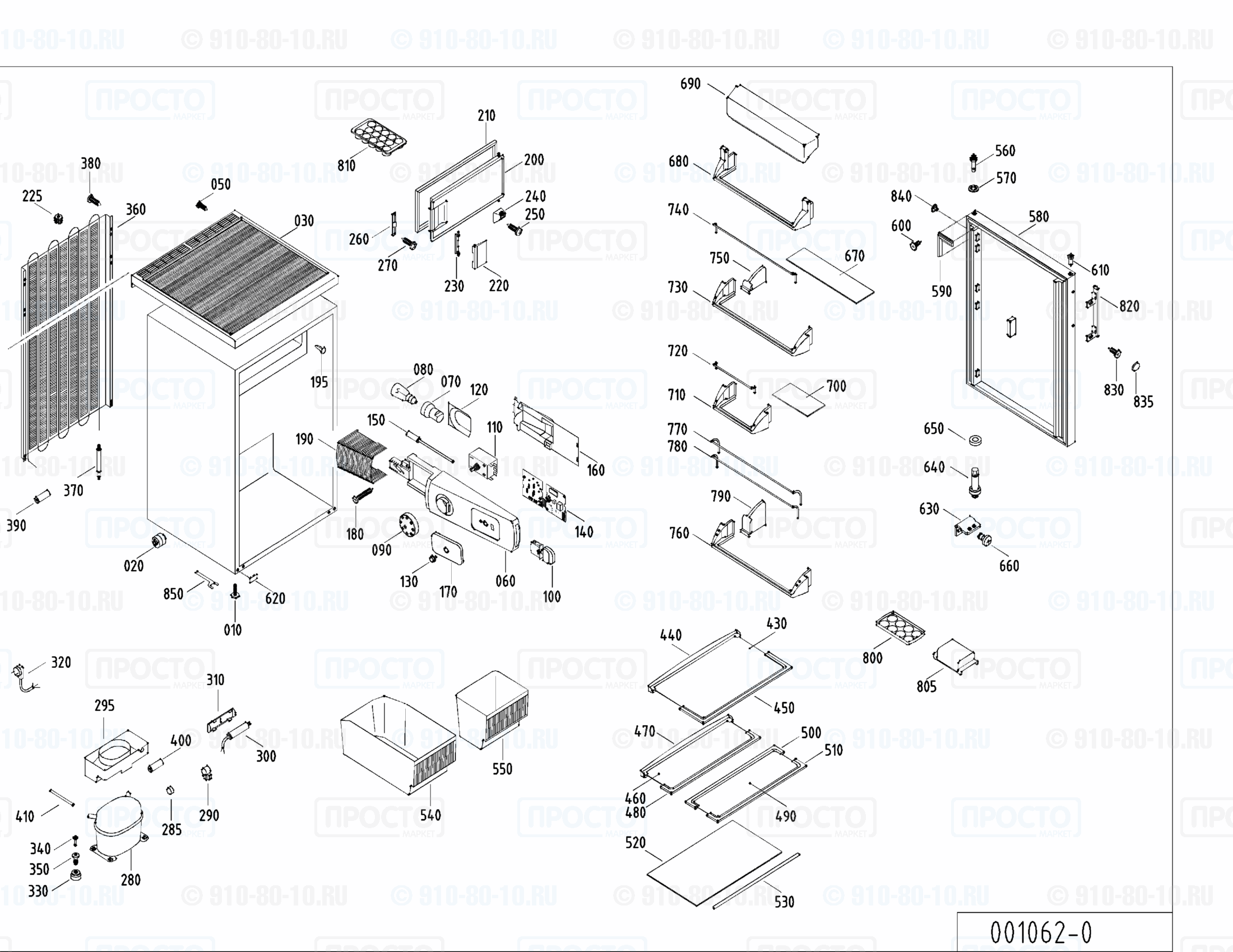 Взрыв-схема запчастей холодильника Liebherr KTe 1544-24