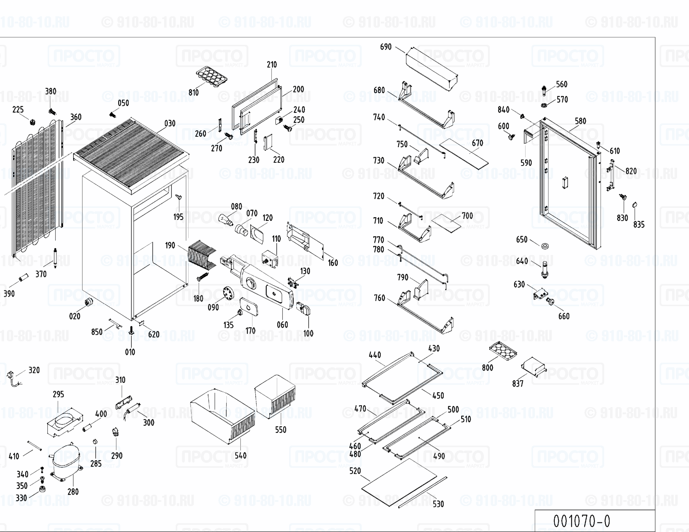 Взрыв-схема запчастей холодильника Liebherr KT 1544-24