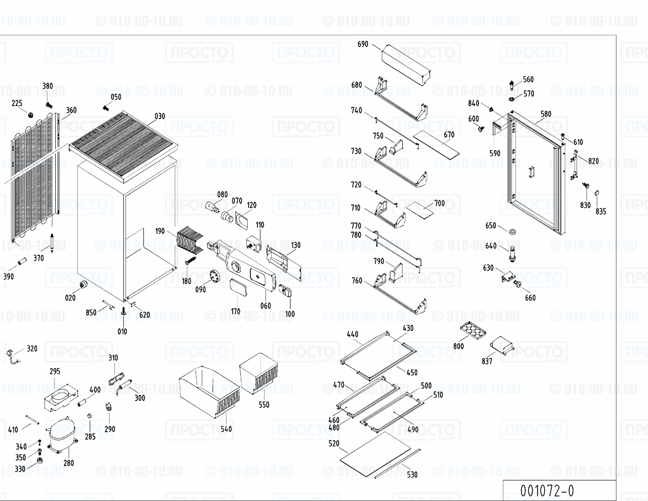 Взрыв-схема запчастей холодильника Liebherr KT 1840-24
