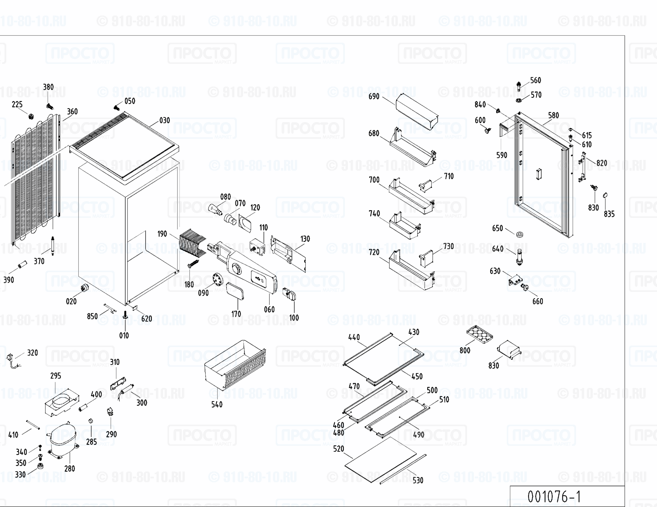 Взрыв-схема запчастей холодильника Liebherr KT 1630-24A