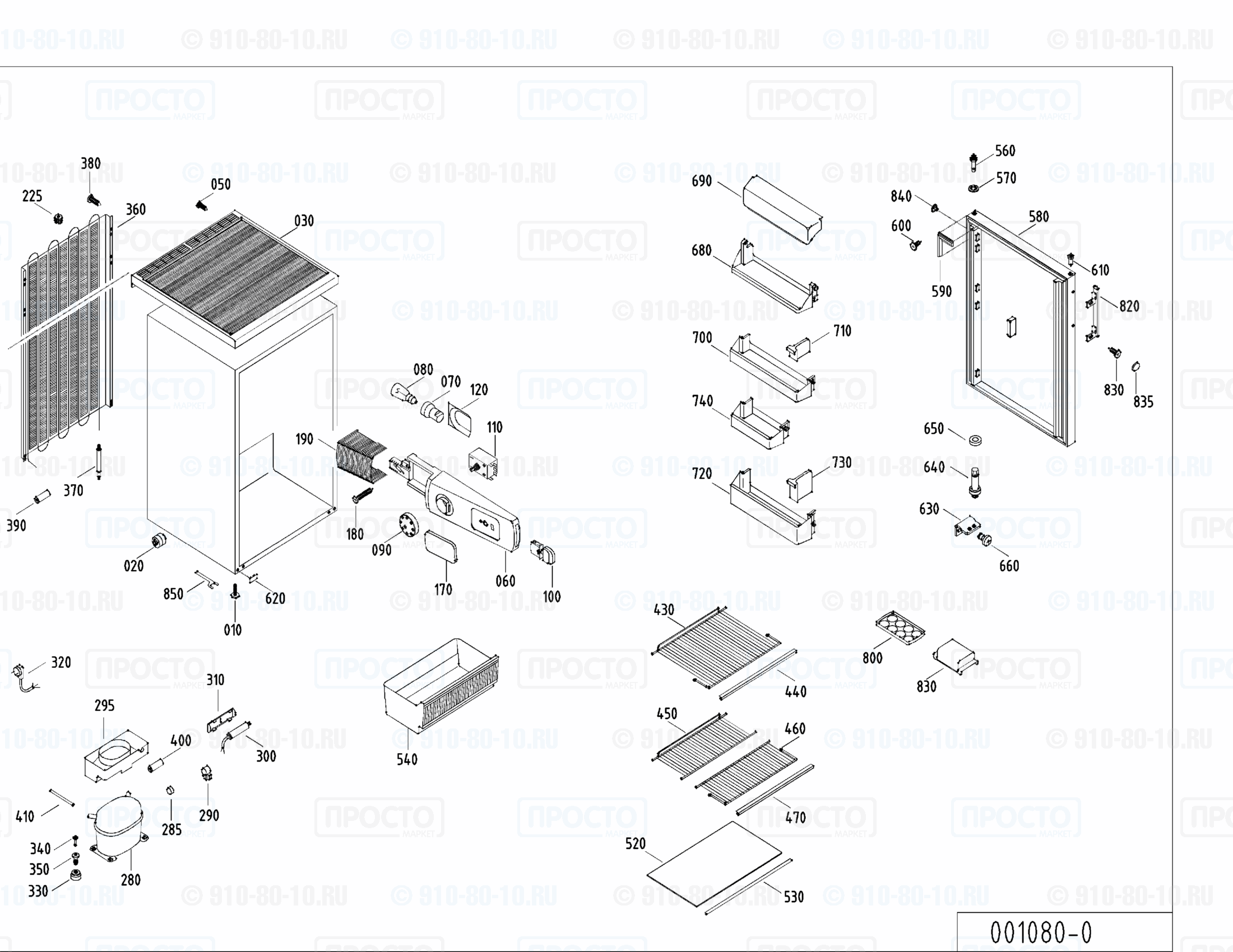 Взрыв-схема запчастей холодильника Liebherr KT 1610-24
